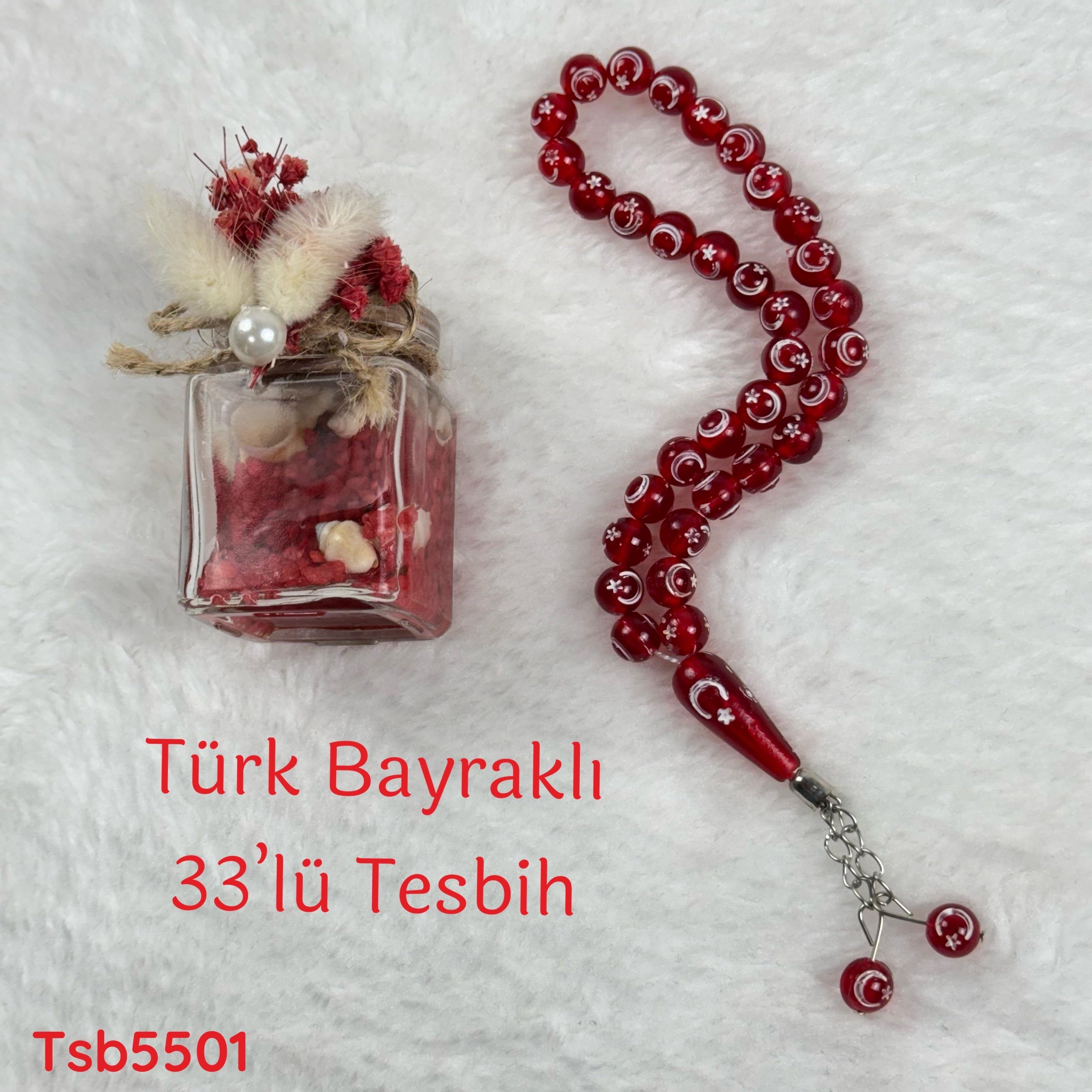 v-307 33'lü Türk Bayraklı Tesbih