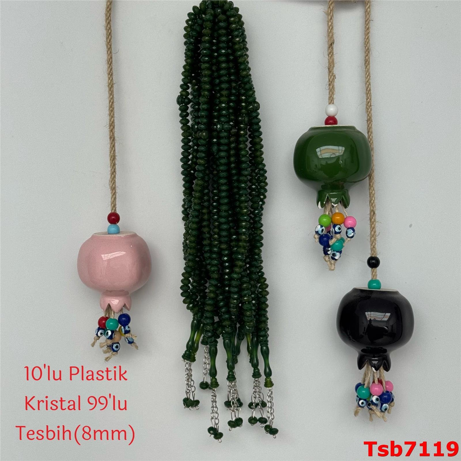 ZZ-043 10'lu Kristal Plastik 99luk Tesbih (8mm)