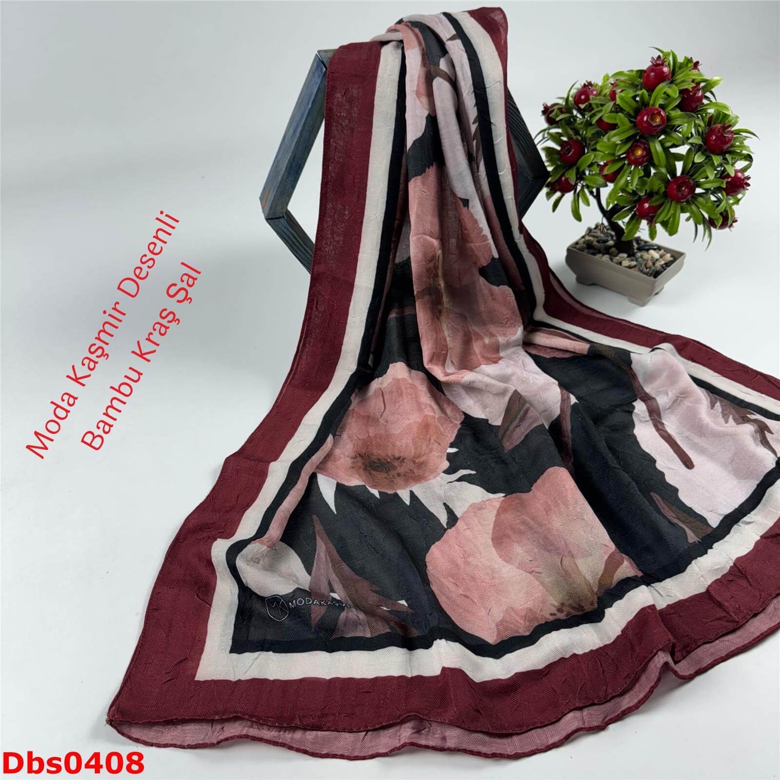 K-186  Moda Kaşmir Desenli Bambu Kraş Şal