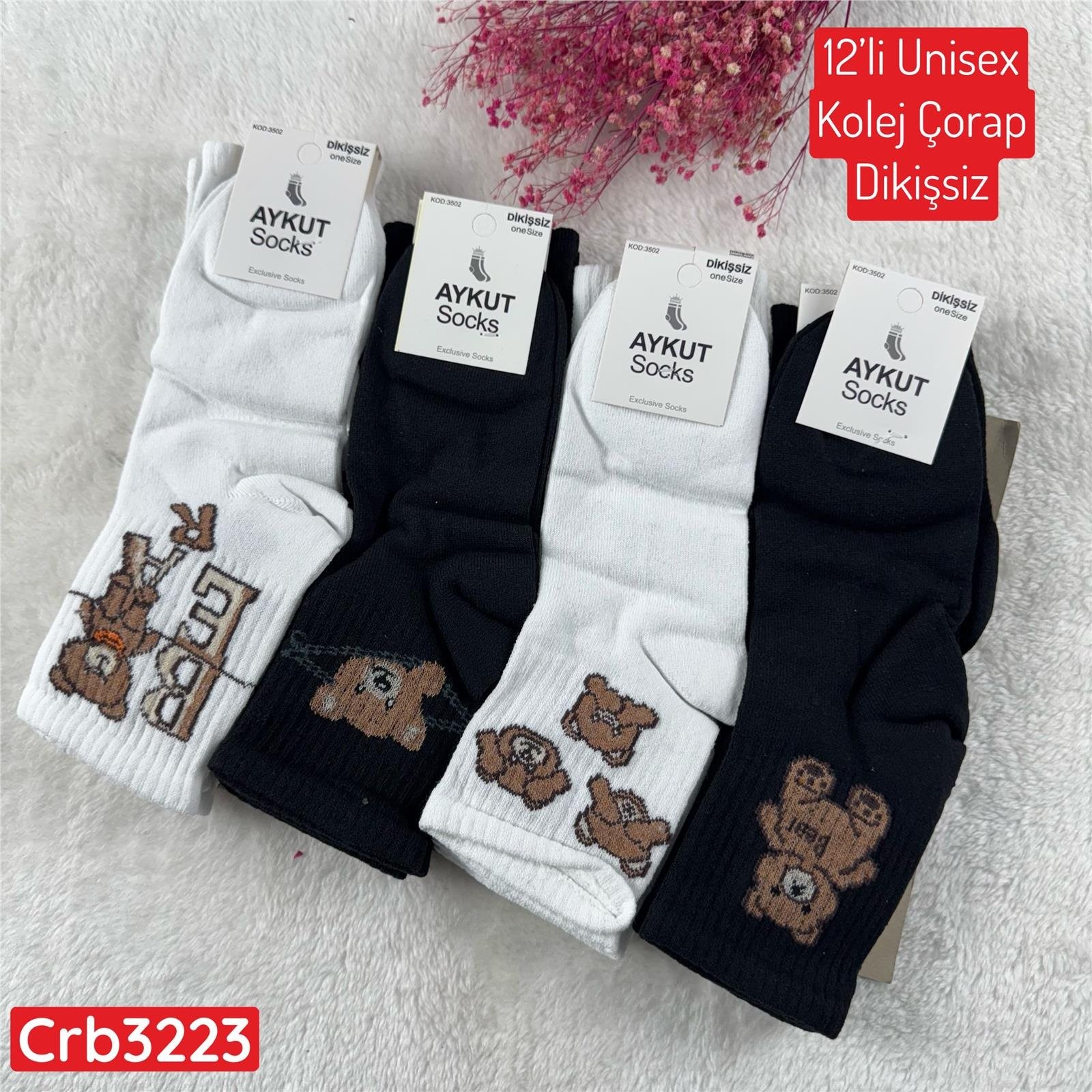 ZO-061 Unisex Kolej Çorap (Dikişsiz) 12 ADET