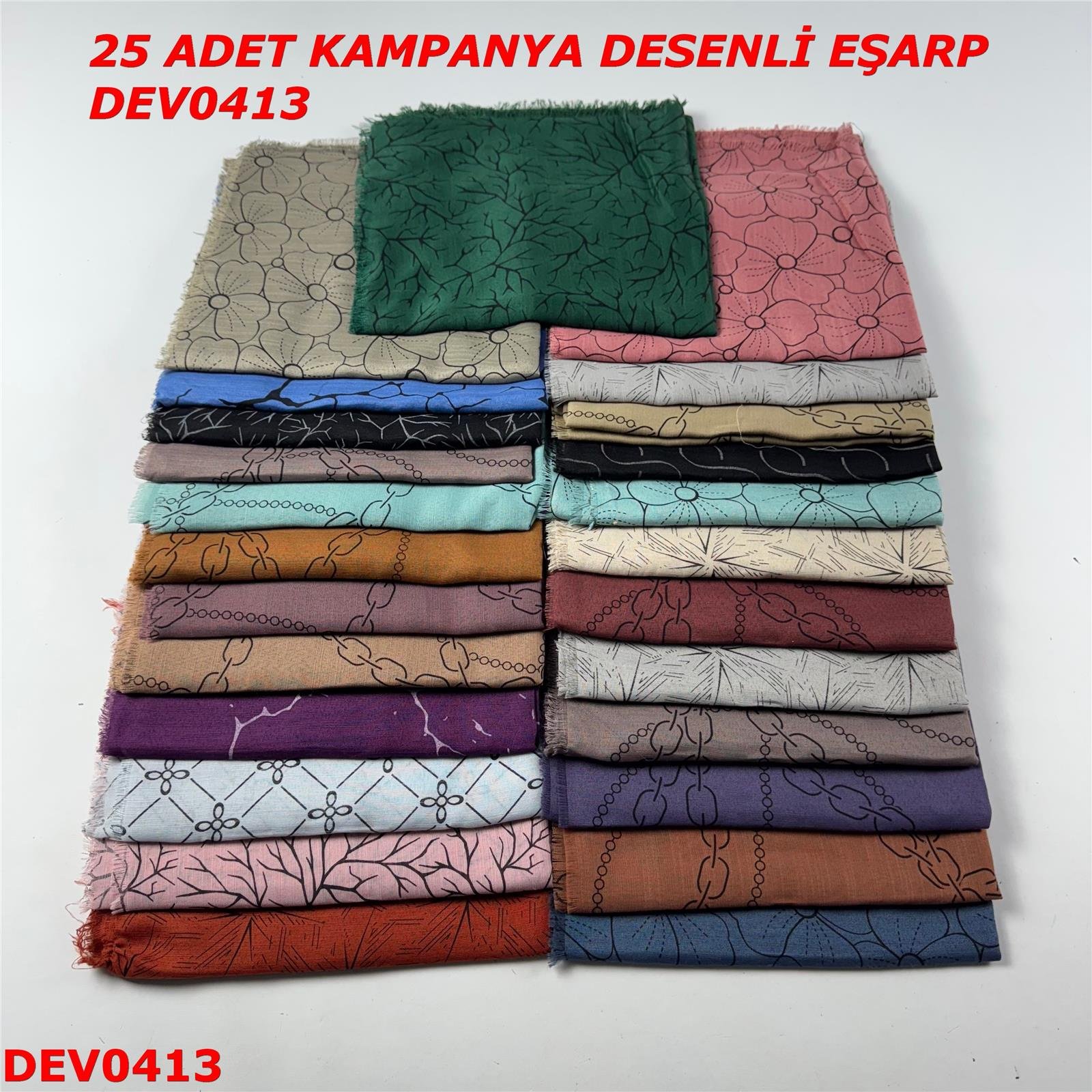 25 ADET  KAMPANYA DESENLİ EŞARP