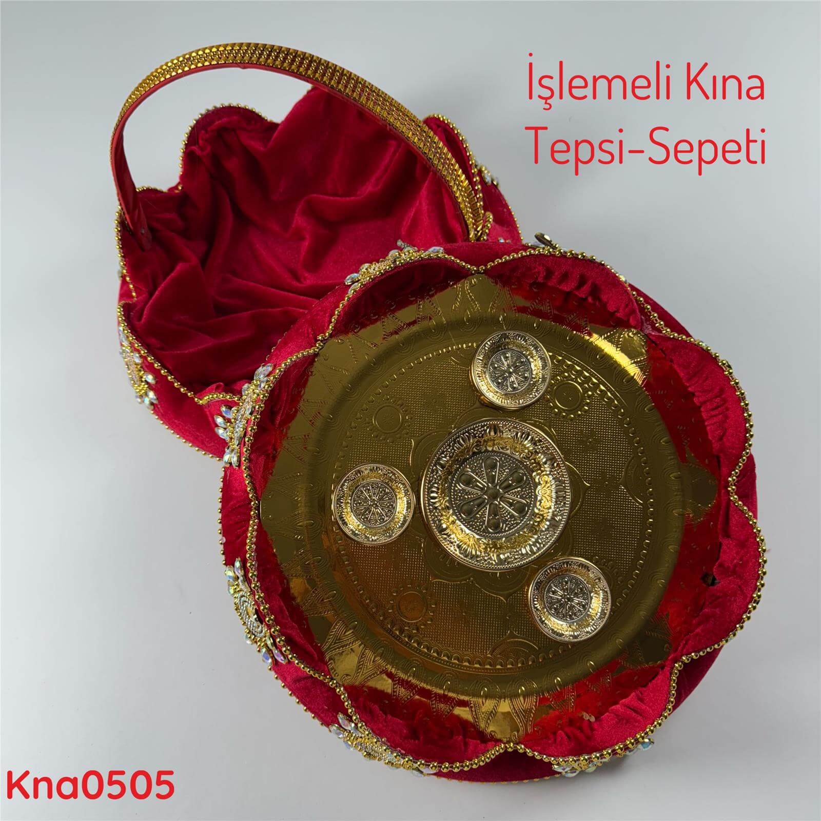 DP-073 İşlemeli Kına Tepsi&Sepeti