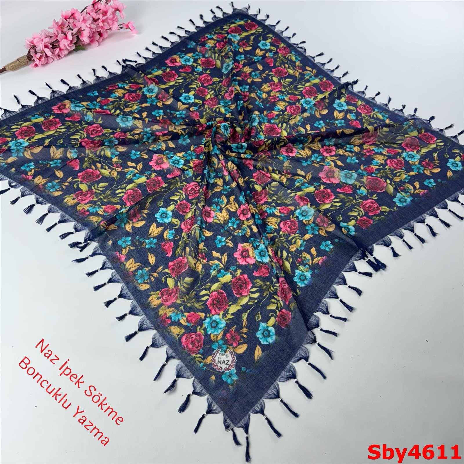 L-212 Naz İpek Sökme Boncuklu Yazma