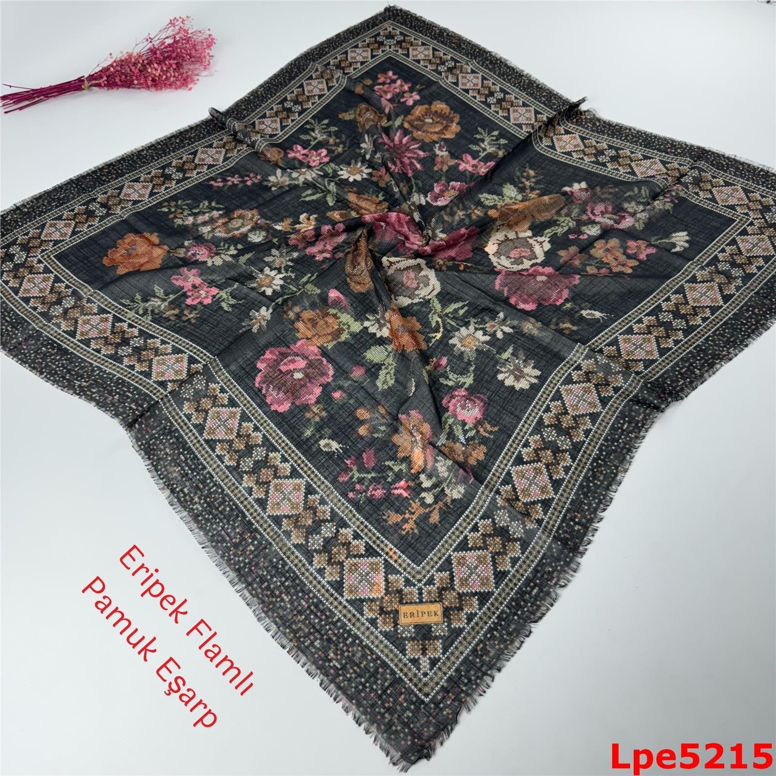 O-133 Eripek Flamlı Pamuk Eşarp