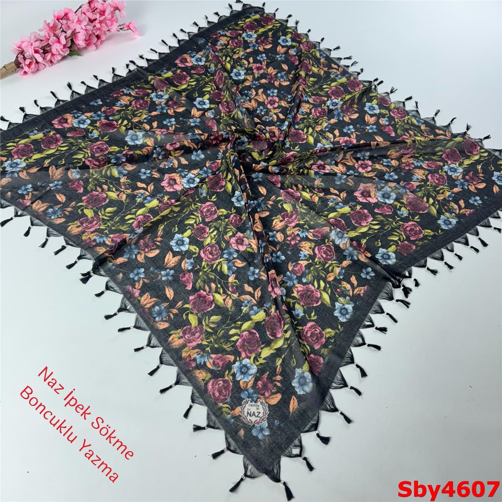 L-192 Naz İpek Sökme Boncuklu Yazma