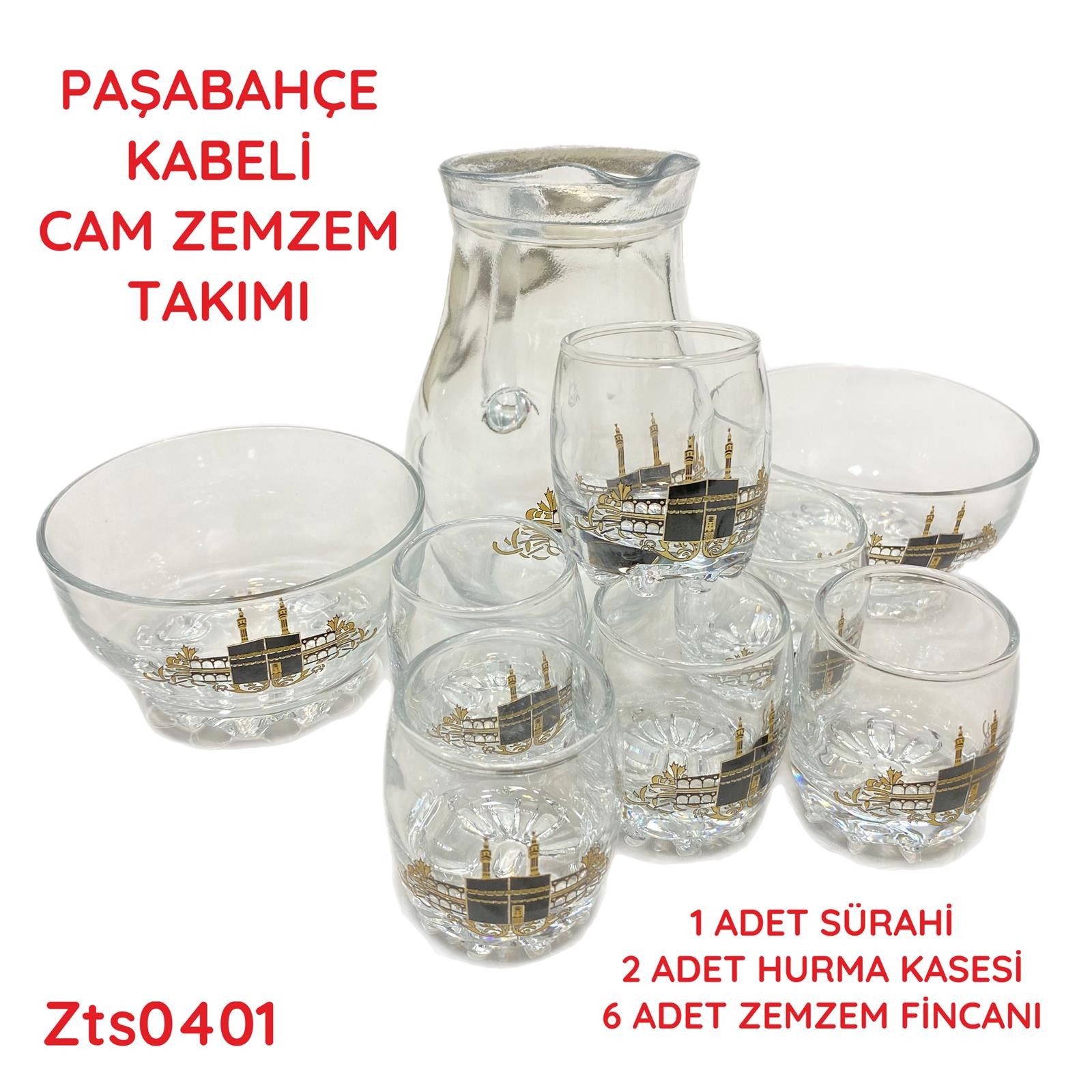 O-195 Paşabahçe Cam Zemzem Takımı Kabe Desenli