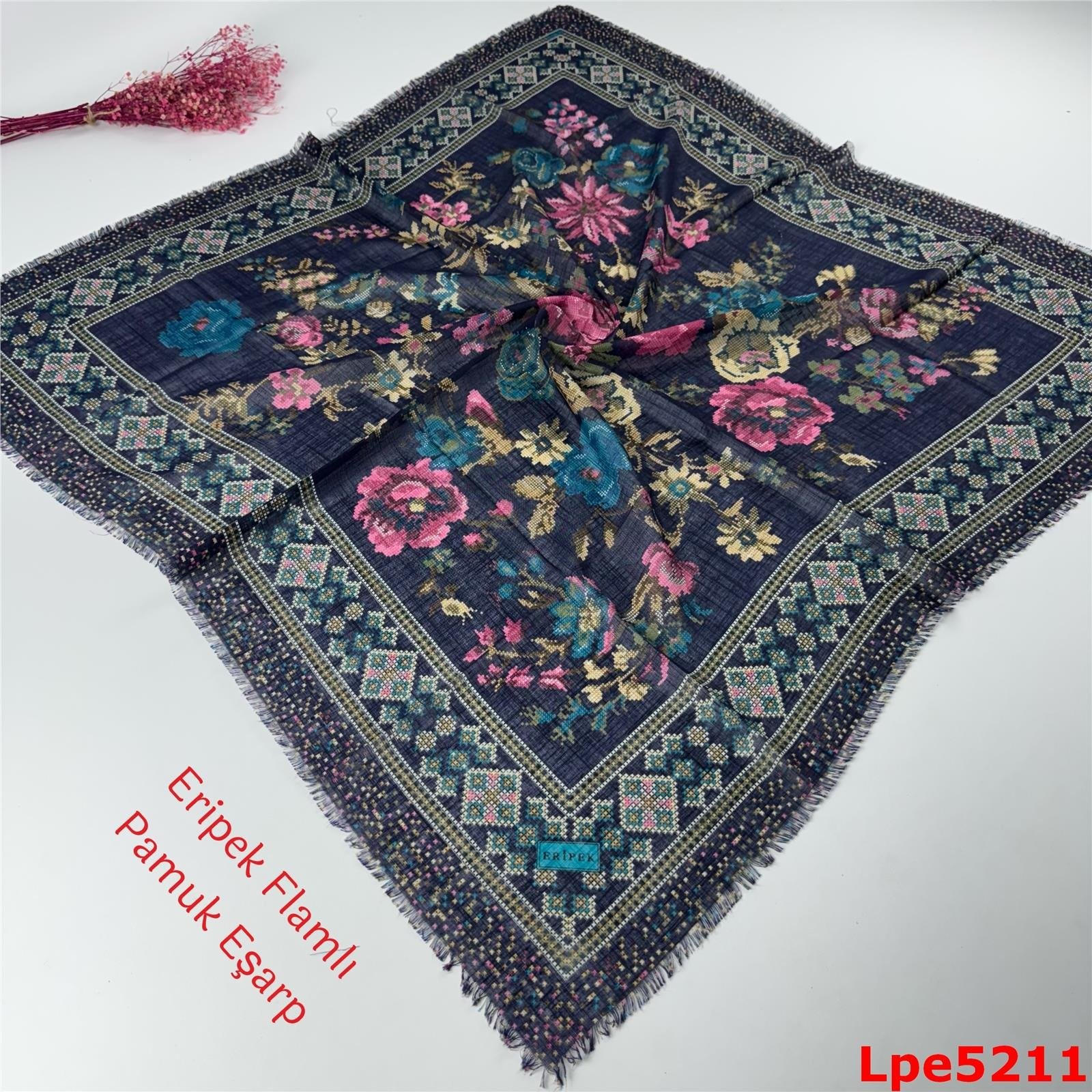 O-124 Eripek Flamlı Pamuk Eşarp
