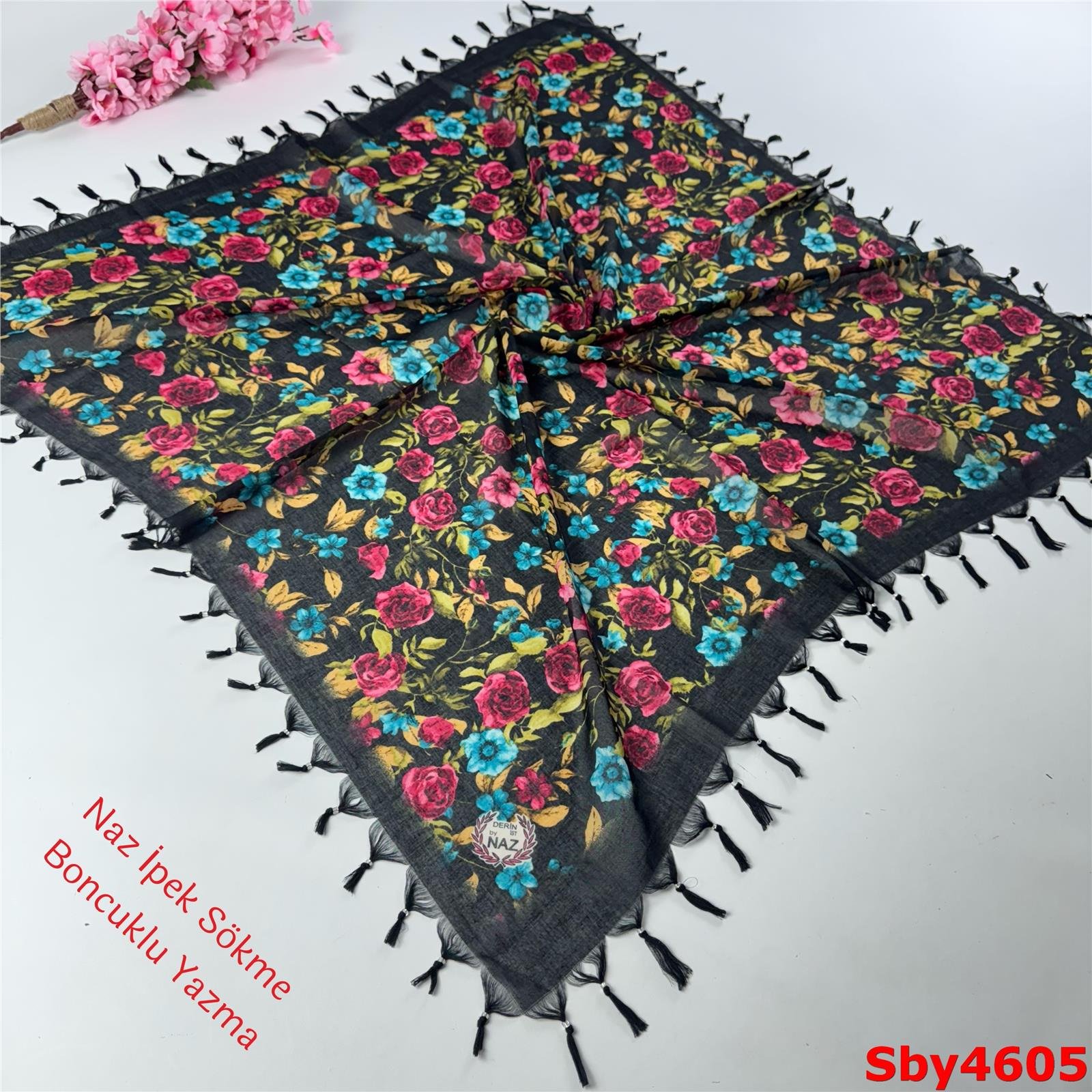 L-183 Naz İpek Sökme Boncuklu Yazma