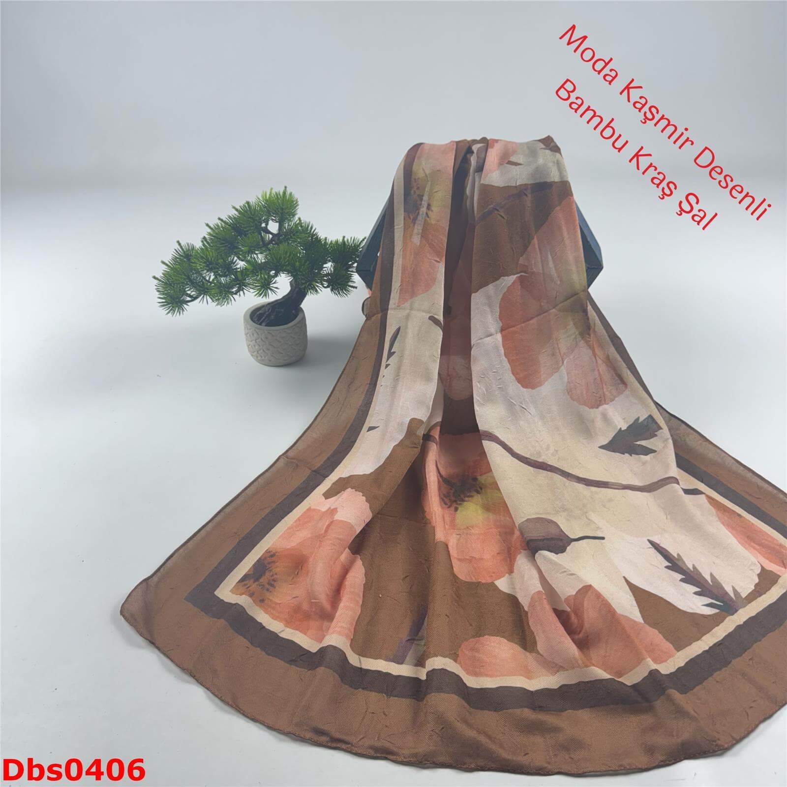 K-184  Moda Kaşmir Desenli Bambu Kraş Şal