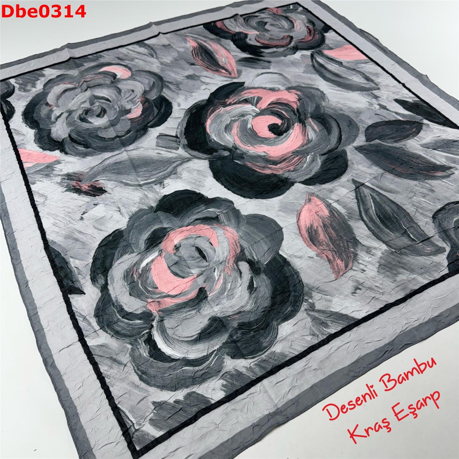 R-088 Desenli Bambu Kraş Eşarp