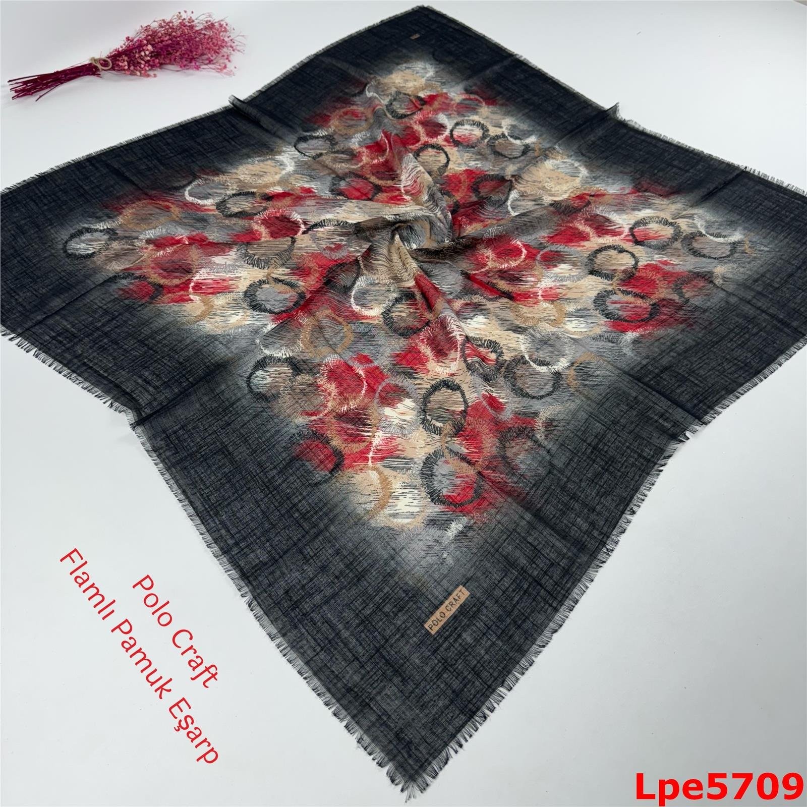 N-129 Polo Craft Flamlı Pamuk Eşarp