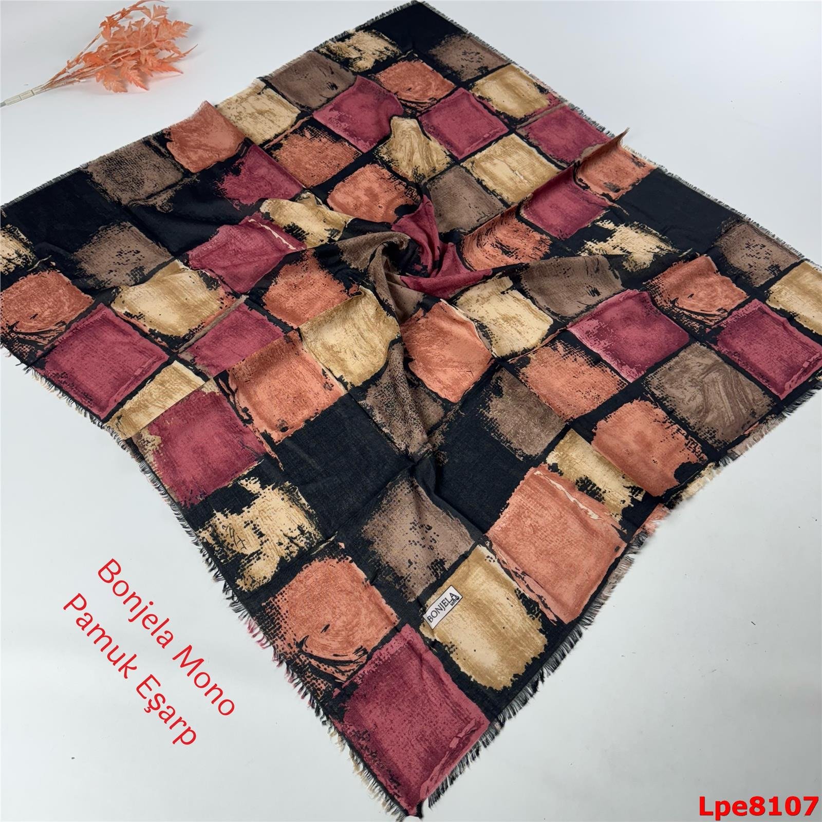N-034 Bonjela Mono Pamuk Eşarp