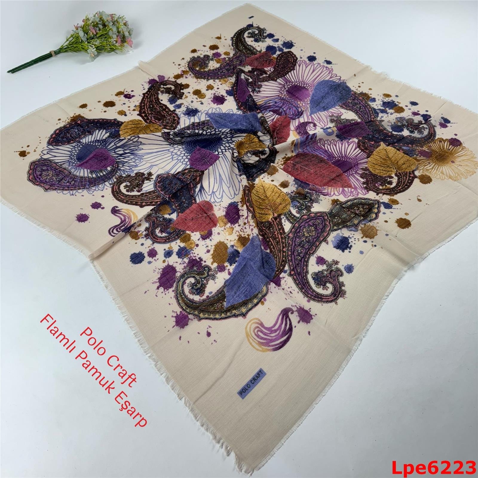 N-059 Polo Craft Flamlı Pamuk Eşarp
