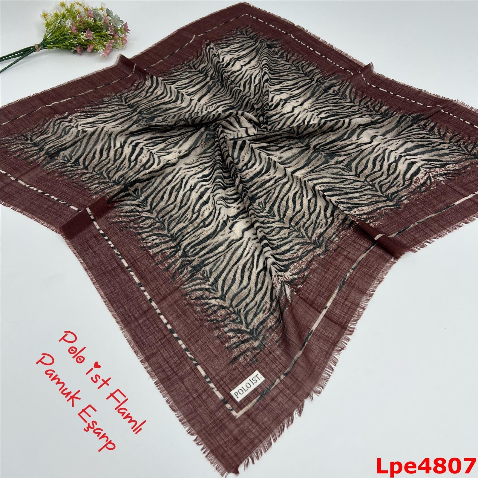 N-012 Polo İst Flamlı Pamuk Eşarp