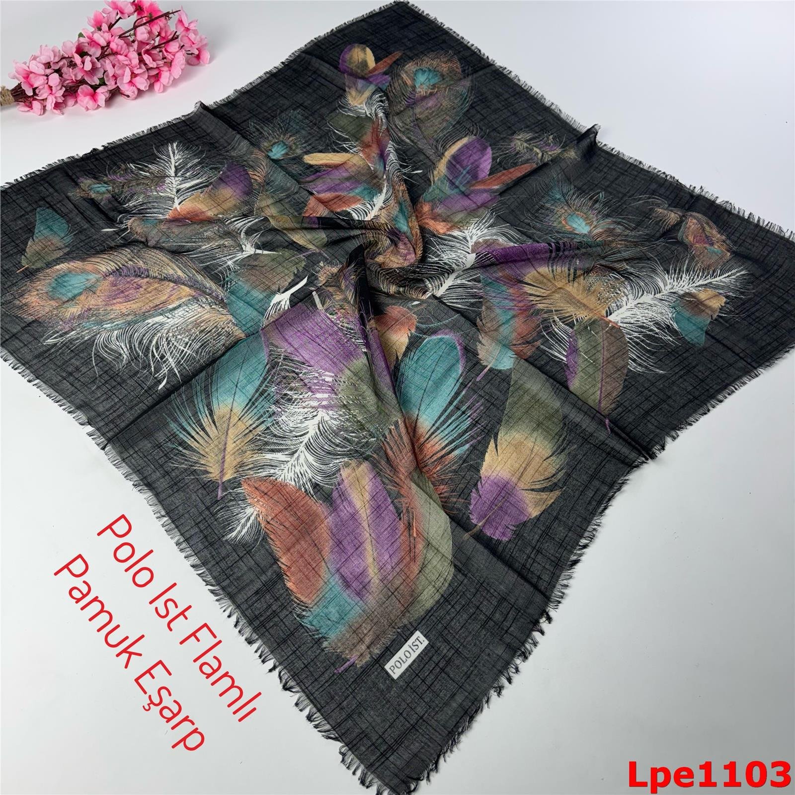 N-143 Polo İst Flamlı Pamuk Eşarp