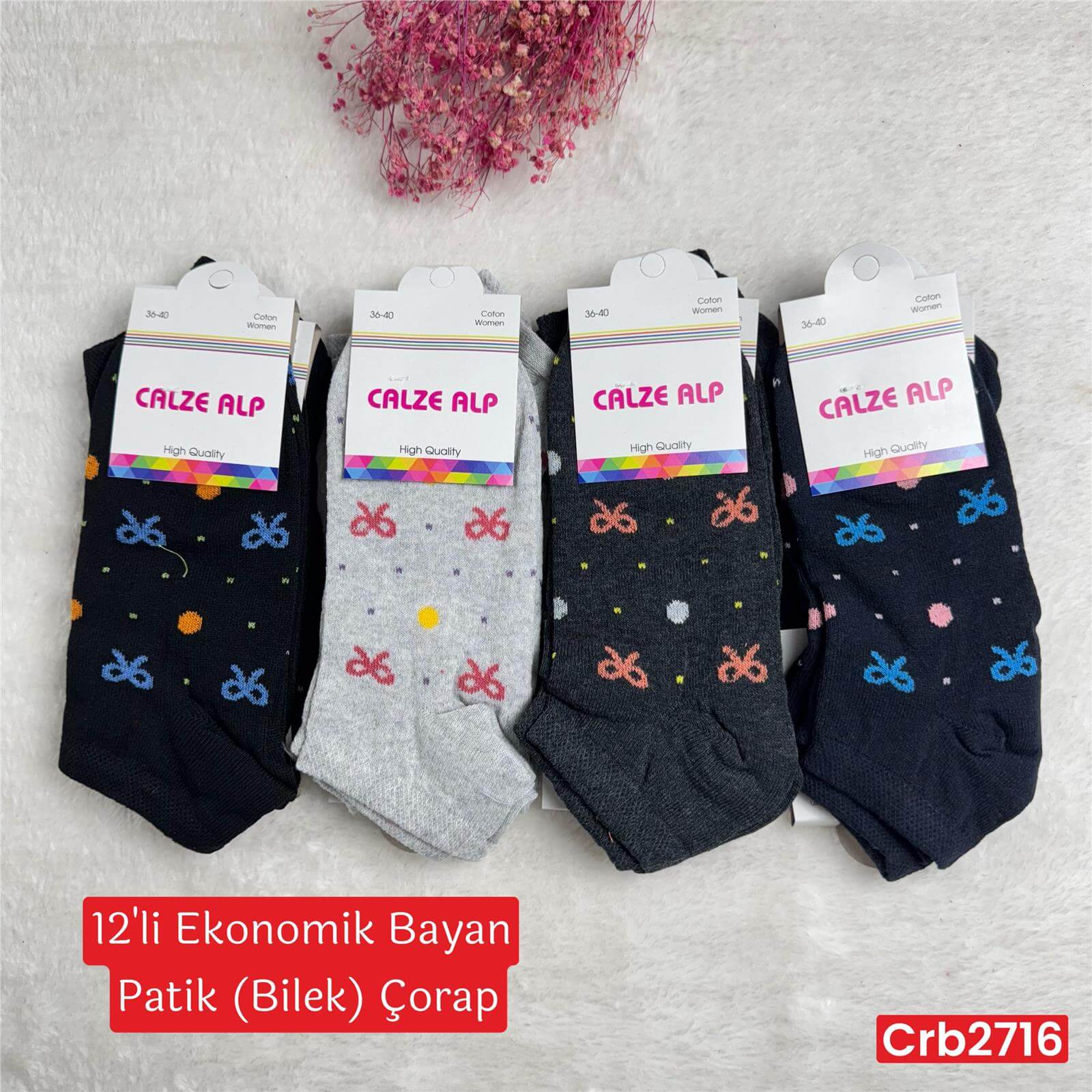 ZV-357 Ekonomik Bayan Patik(Bilek) Çorap 12 ADET