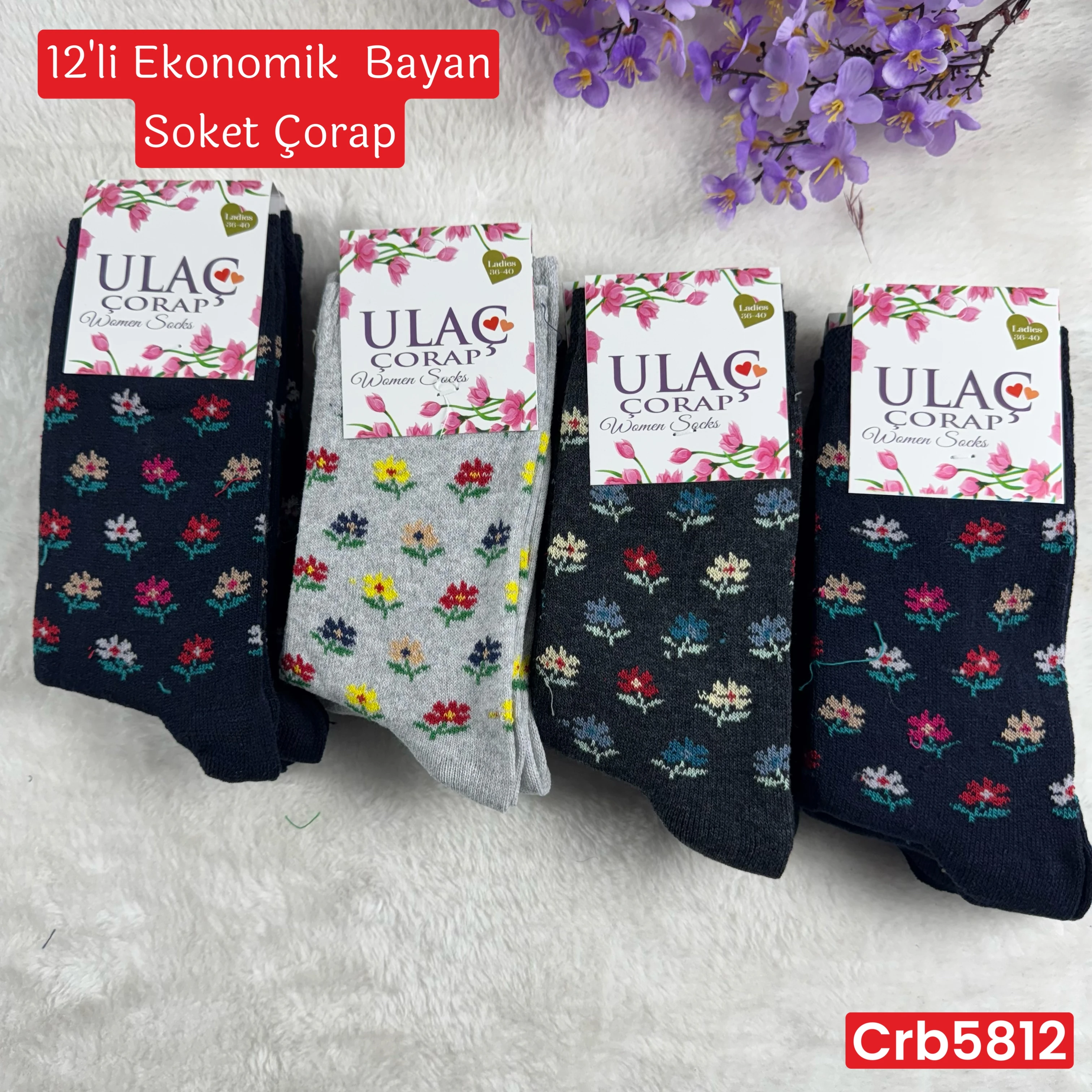 ZV-443 Ekonomik Bayan Soket Çorap 12 ADET