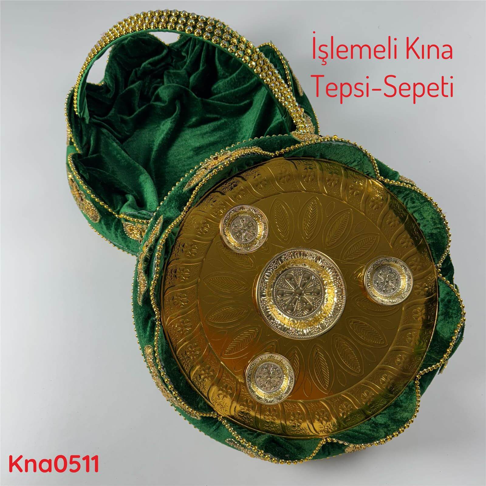 DP-080 İşlemeli Kına Tepsi&Sepeti