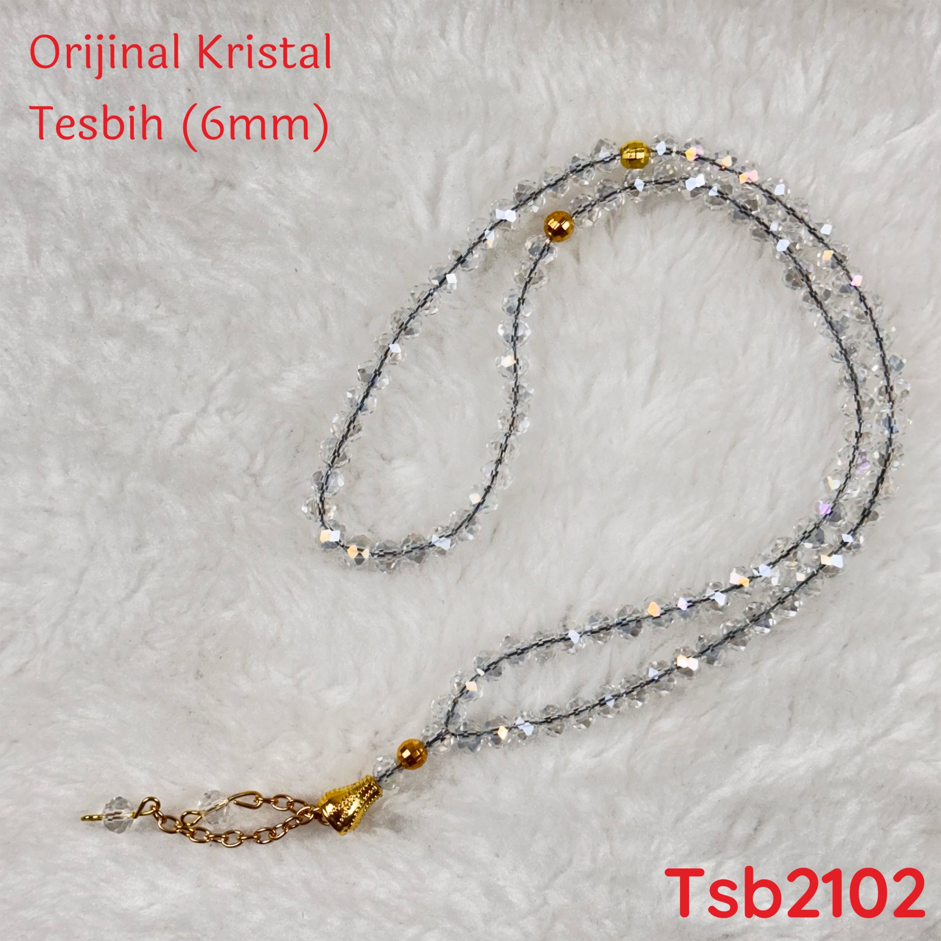 V-286 Orijinal Kristal Tesbih 6mm