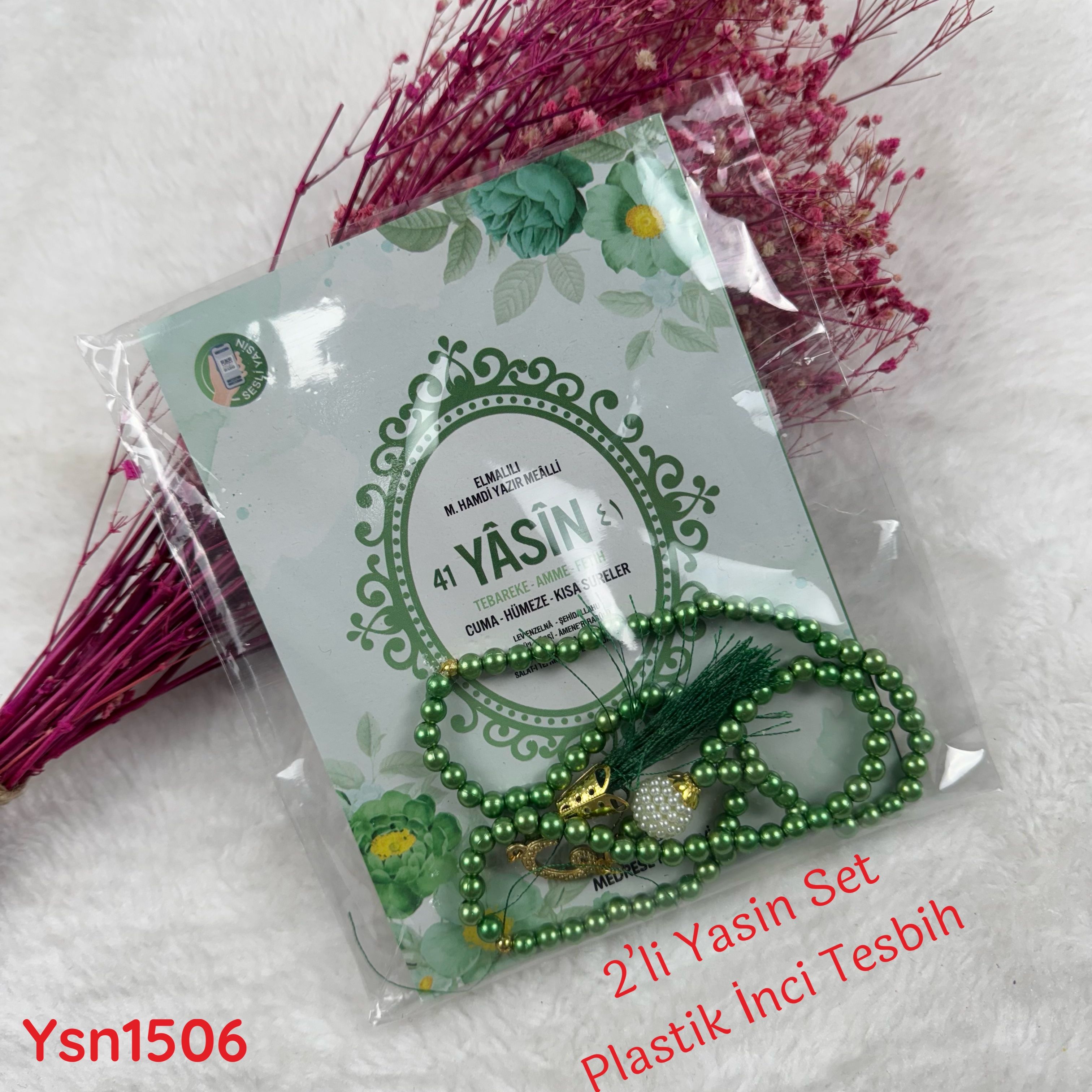 Z-122 80 Sayfa Yasin Kitabı Plastik İnci Tesbih Set