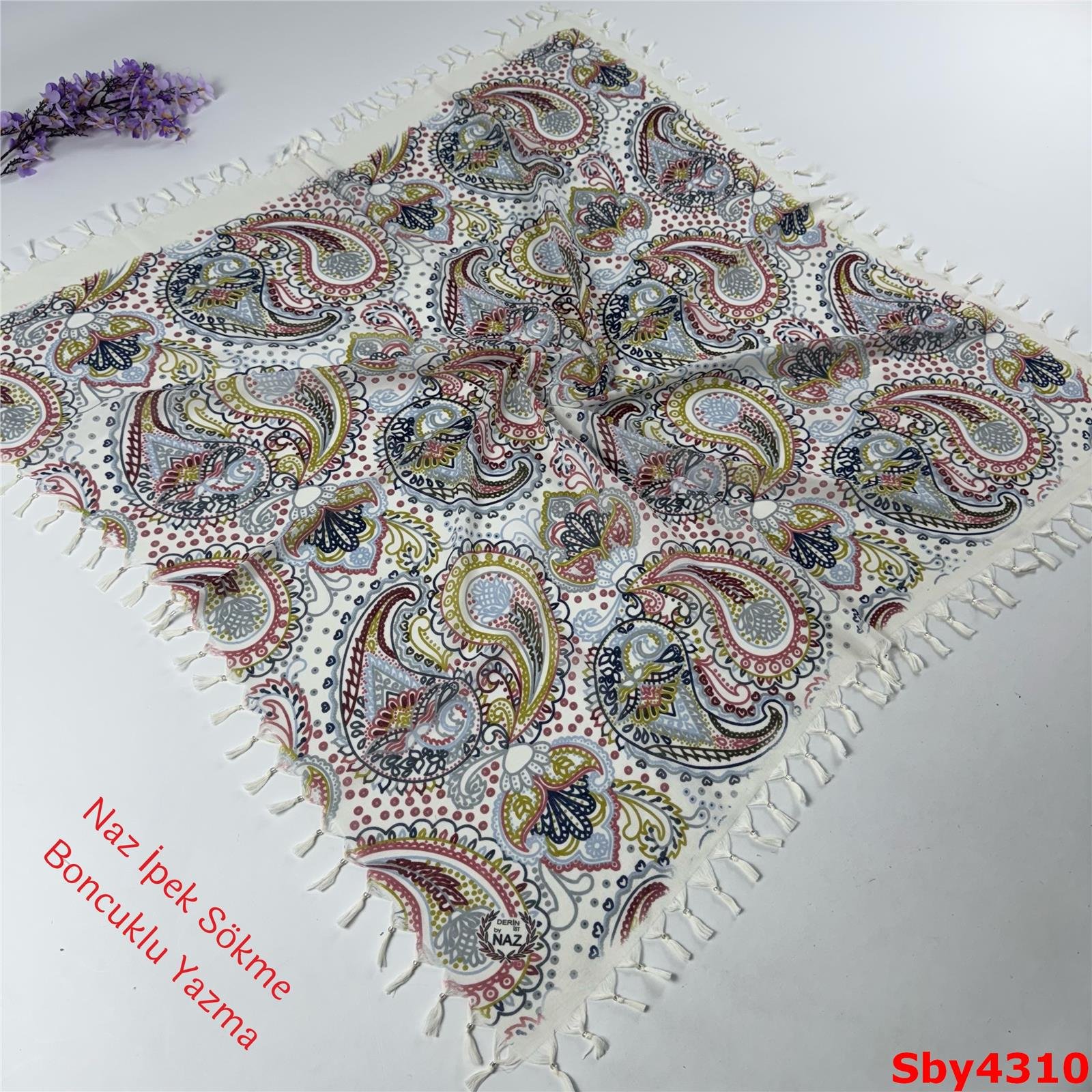 L-236 Naz İpek Sökme Boncuklu Yazma