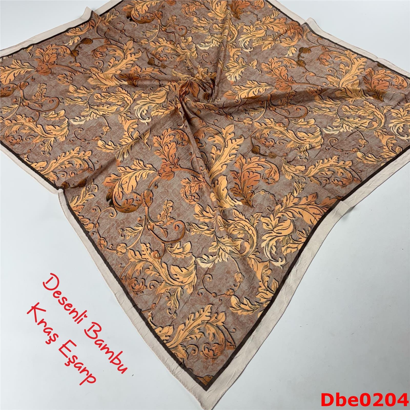 S-091 Desenli Bambu Kraş Eşarp