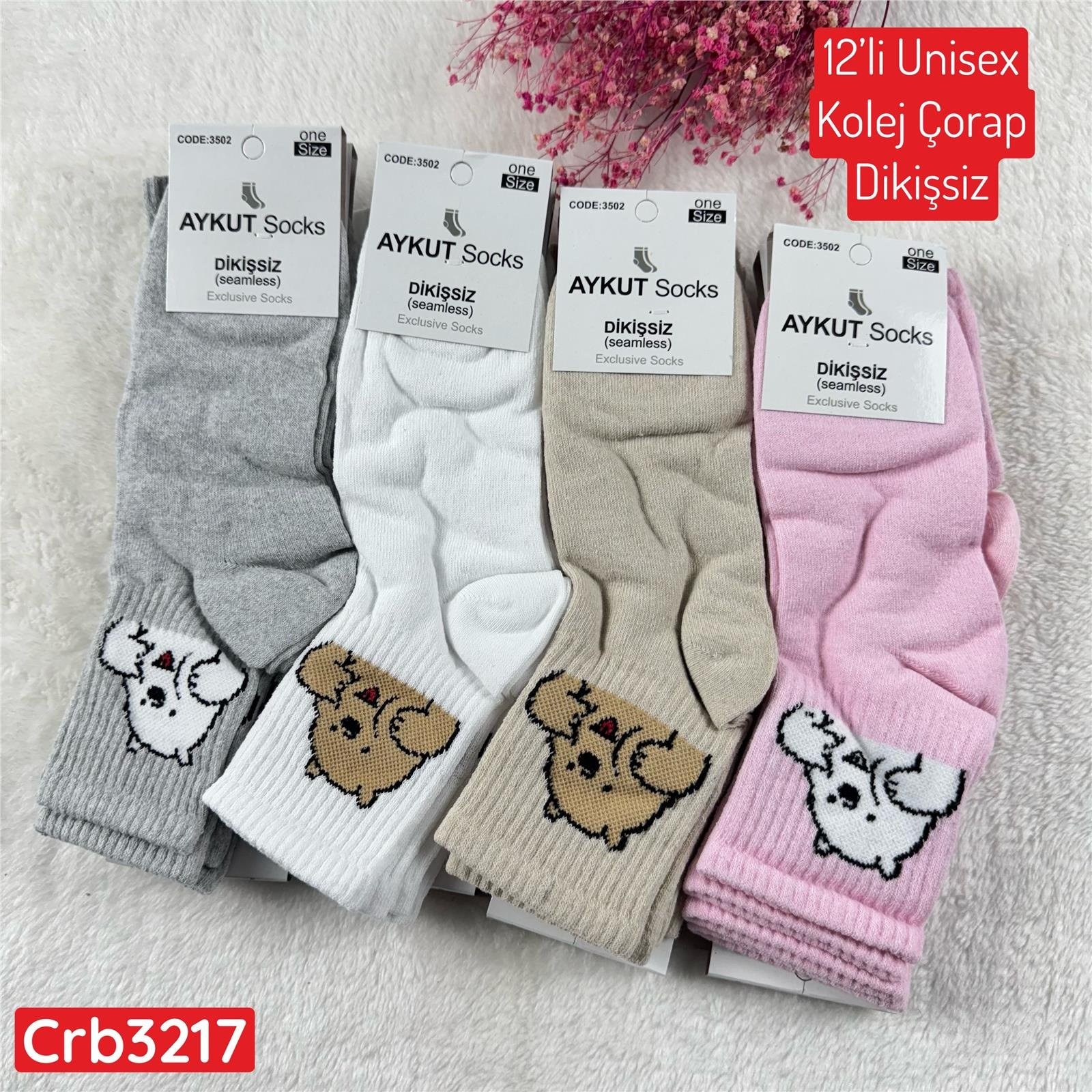ZV-342 Unisex Kolej Çorap (Dikişsiz) 12 ADET
