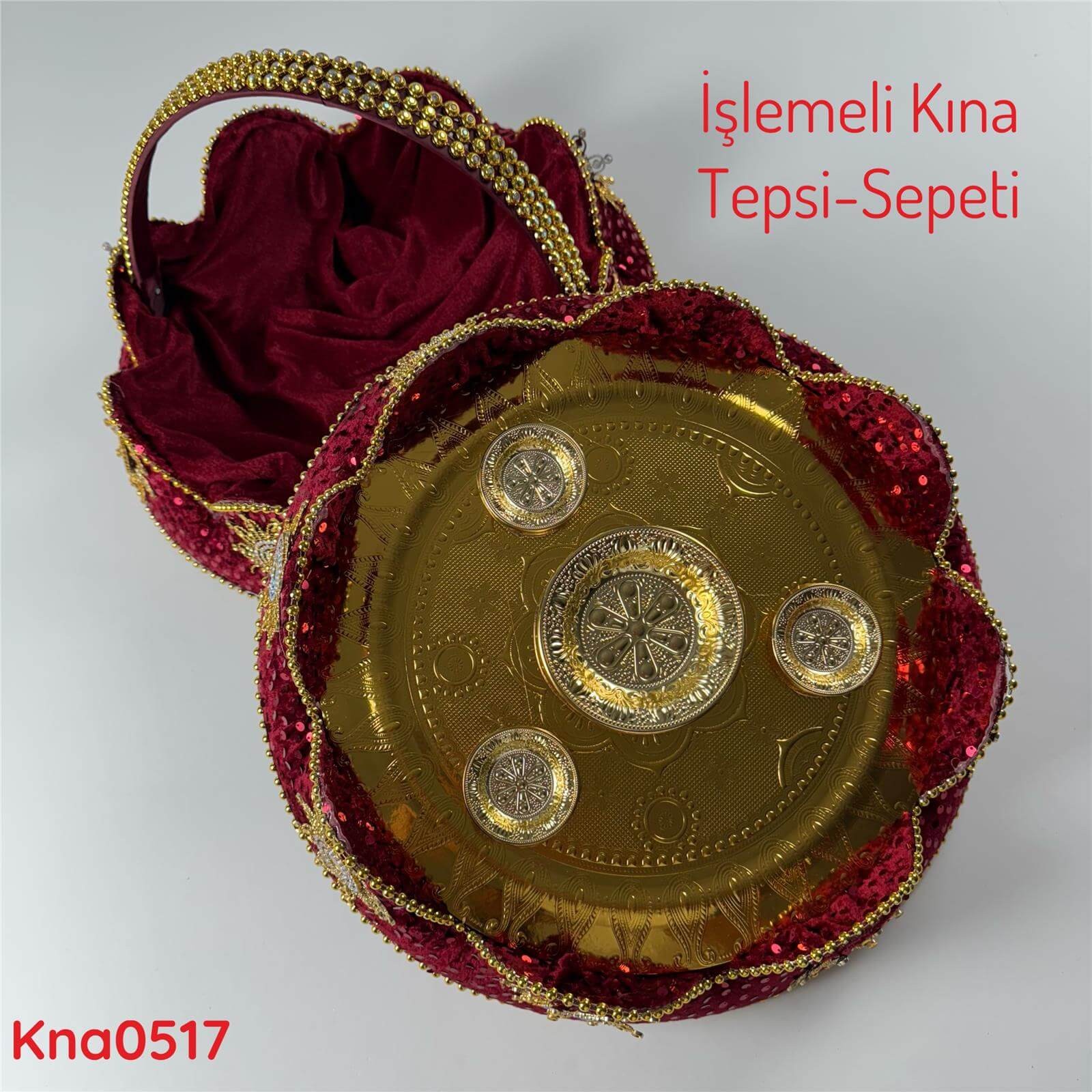 ZV-086 İşlemeli Kına Tepsi&Sepeti