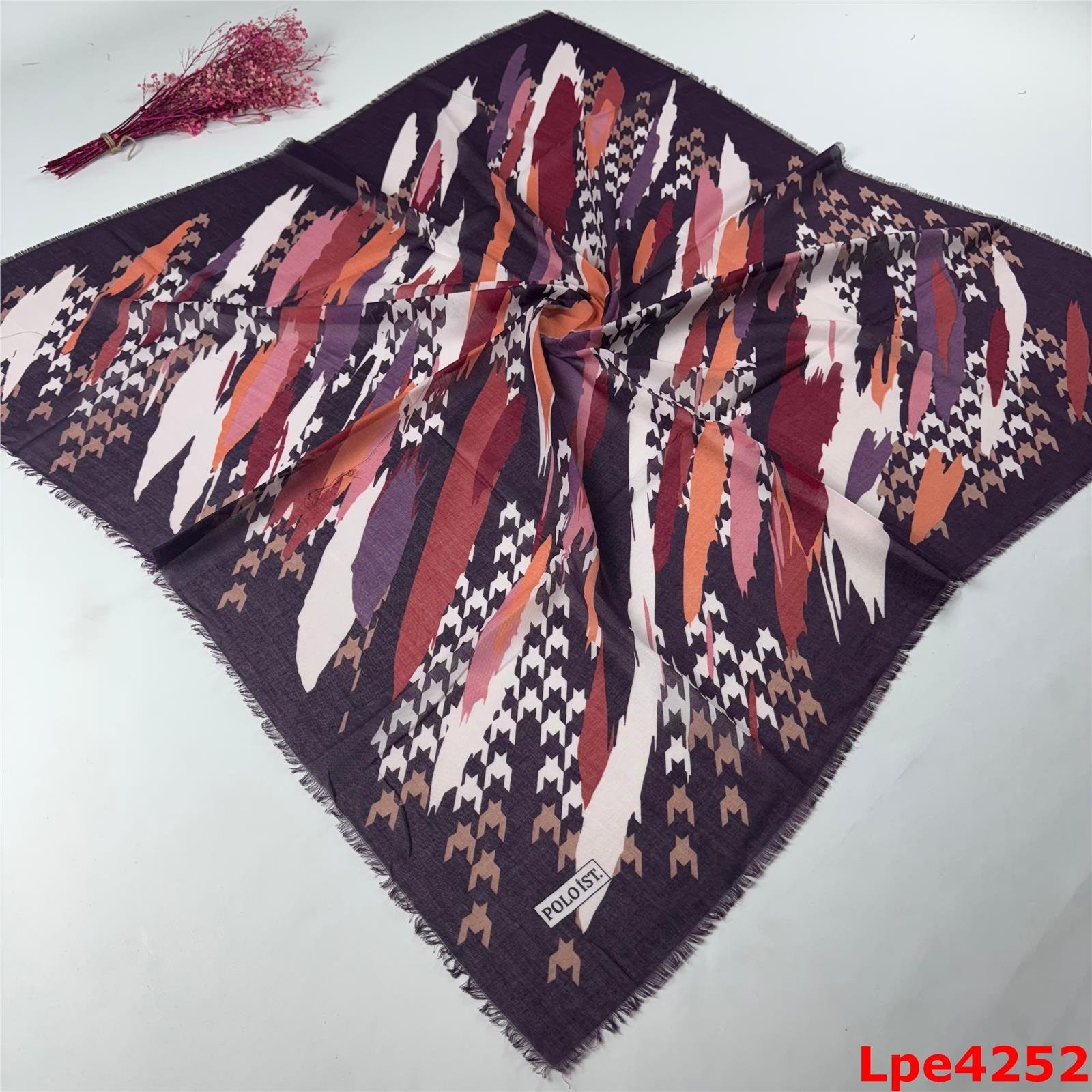 L-052 Flamlı Pamuk Eşarp
