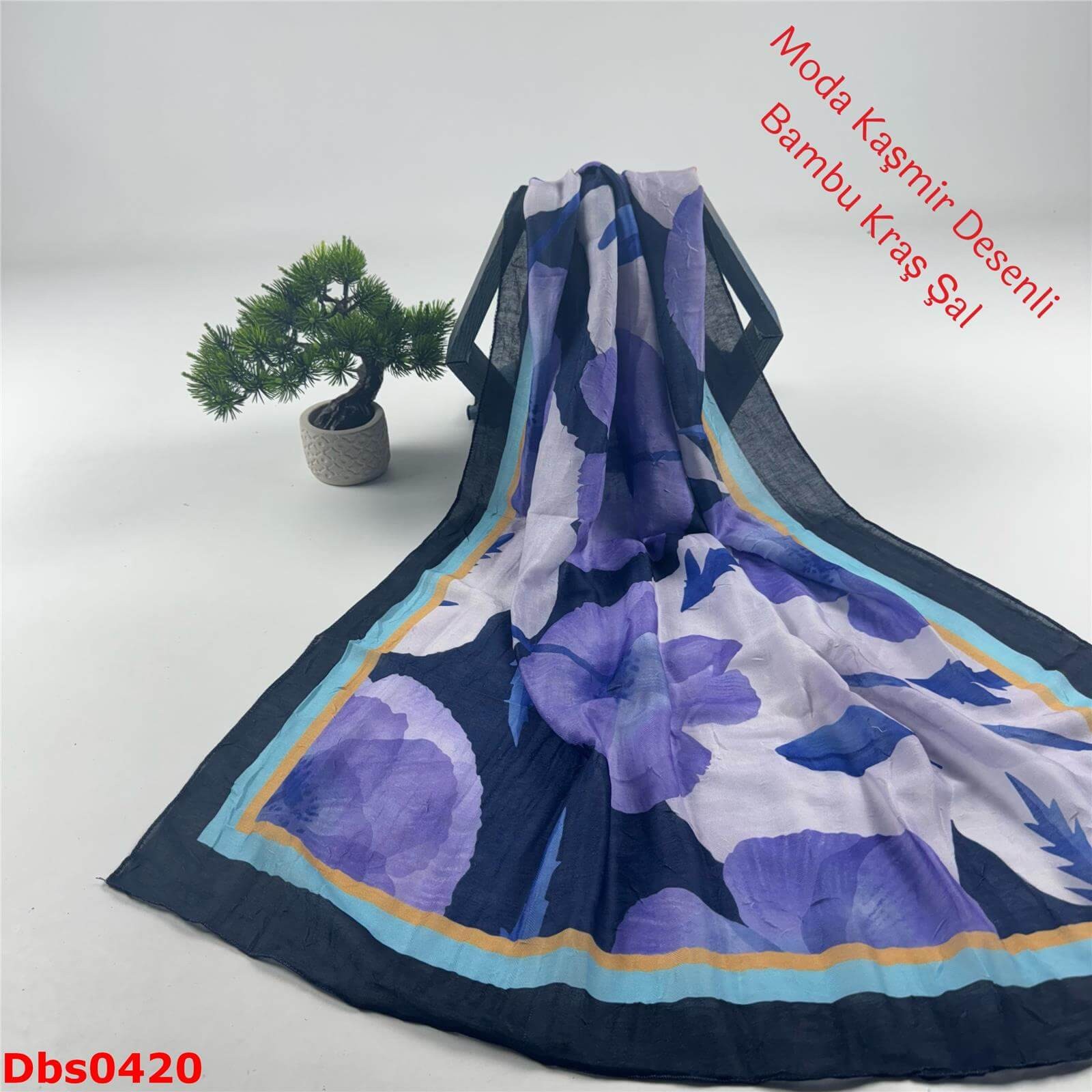 K-243  Moda Kaşmir Desenli Bambu Kraş Şal