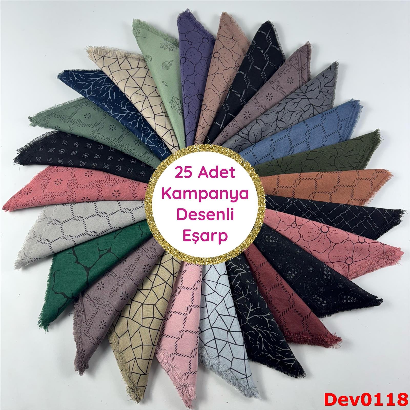 25 ADET KAMPANYA DESENLİ EŞARP