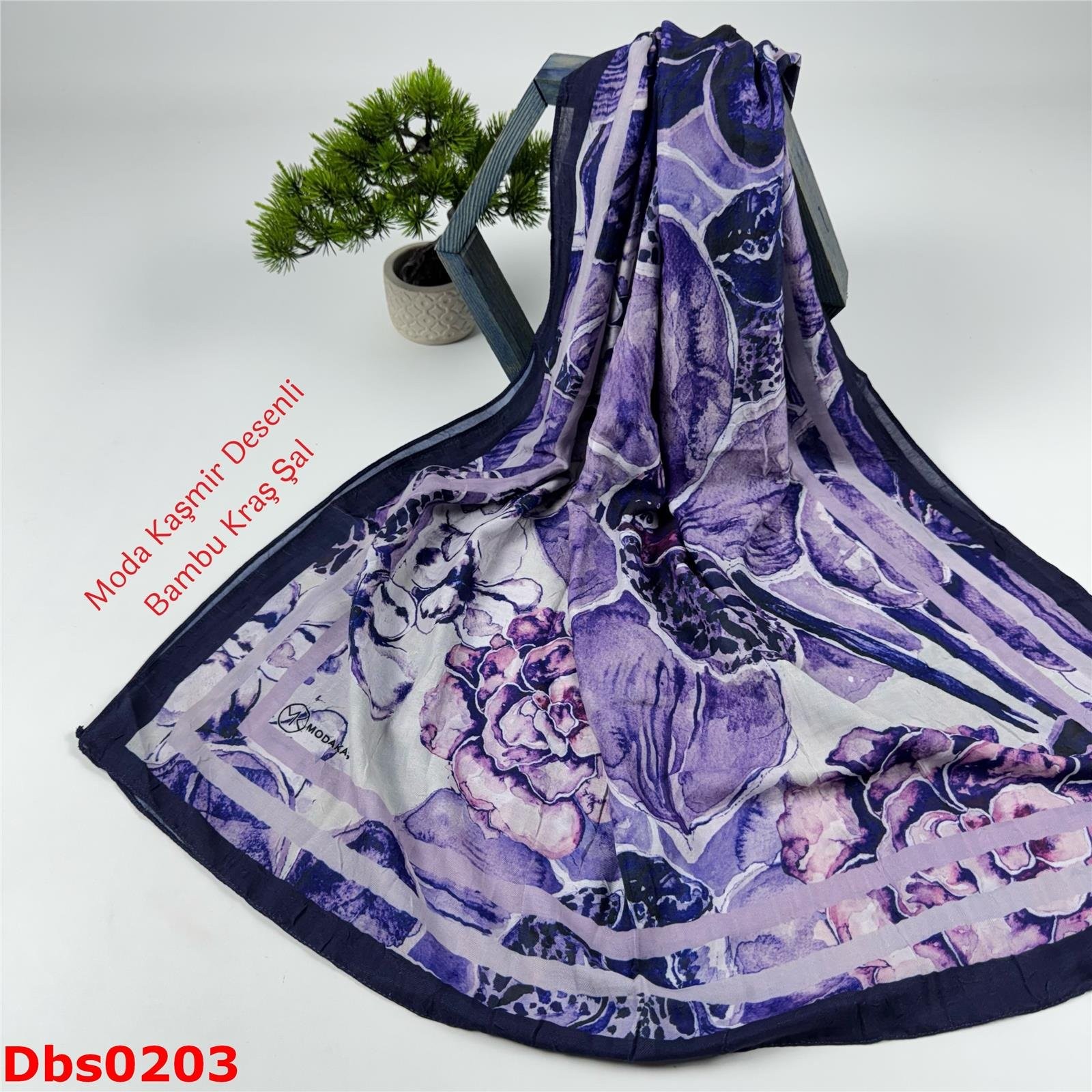 K-141 Moda Kaşmir Desenli Bambu Kraş Şal
