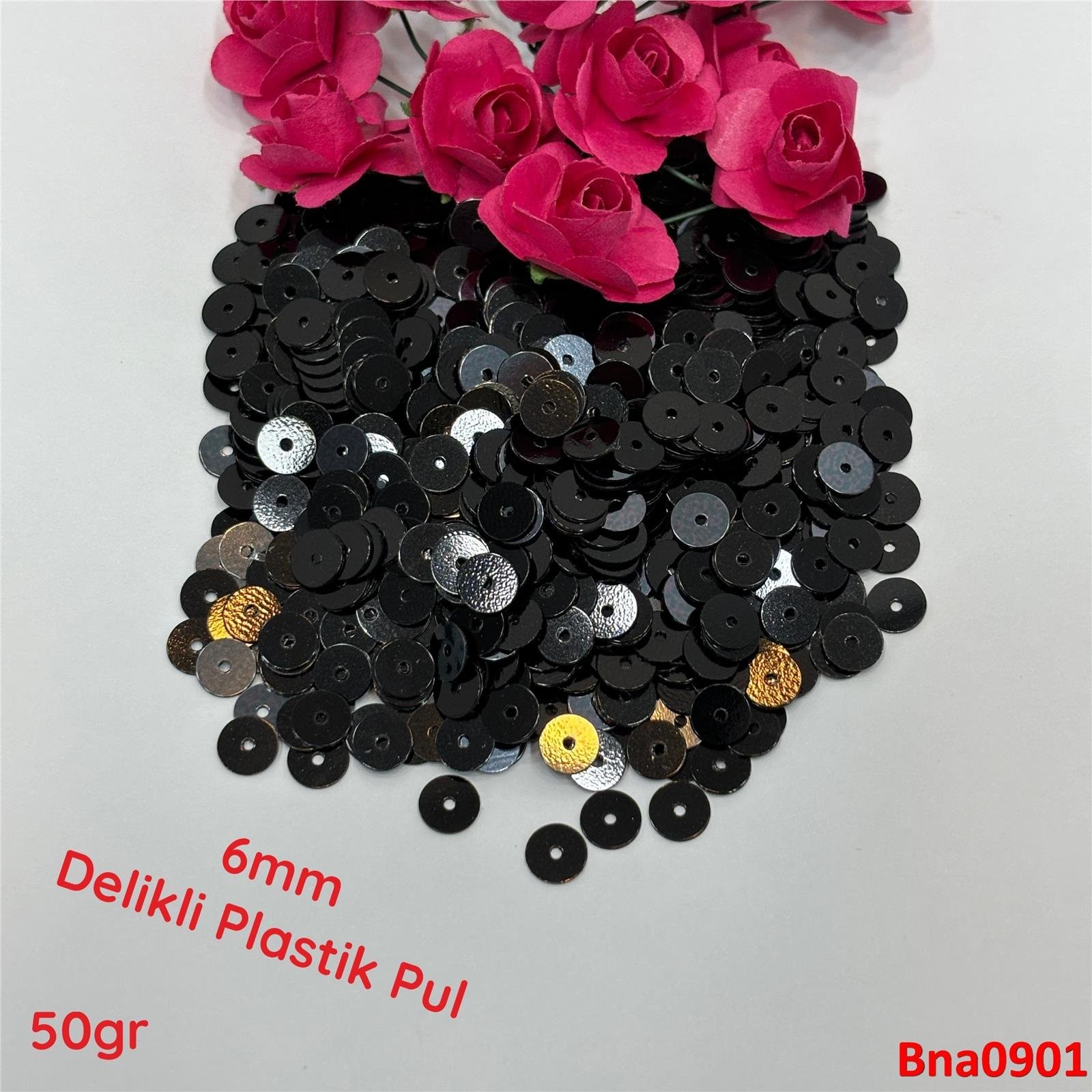 L-385 6mm Ortadan Delikli Plastik Pul