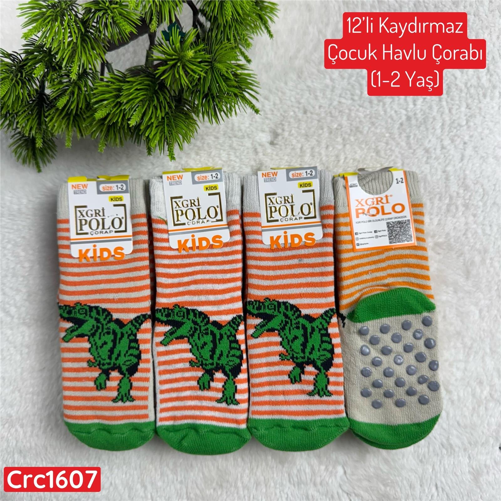 L-028 12'li Kaydırmaz Çocuk Havlu Çorabı (1-2 Yaş)
