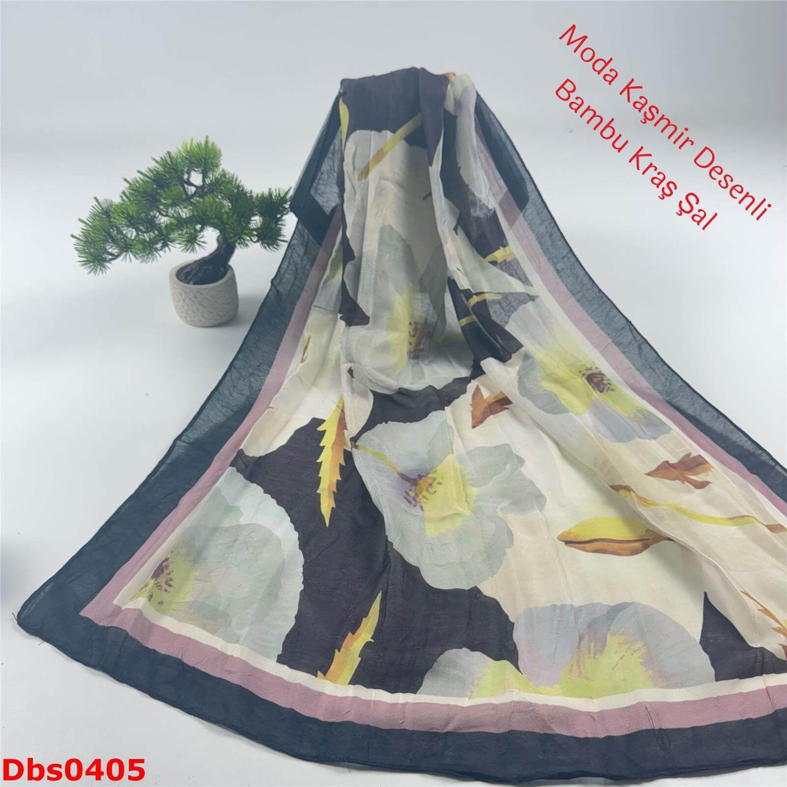 K-183  Moda Kaşmir Desenli Bambu Kraş Şal