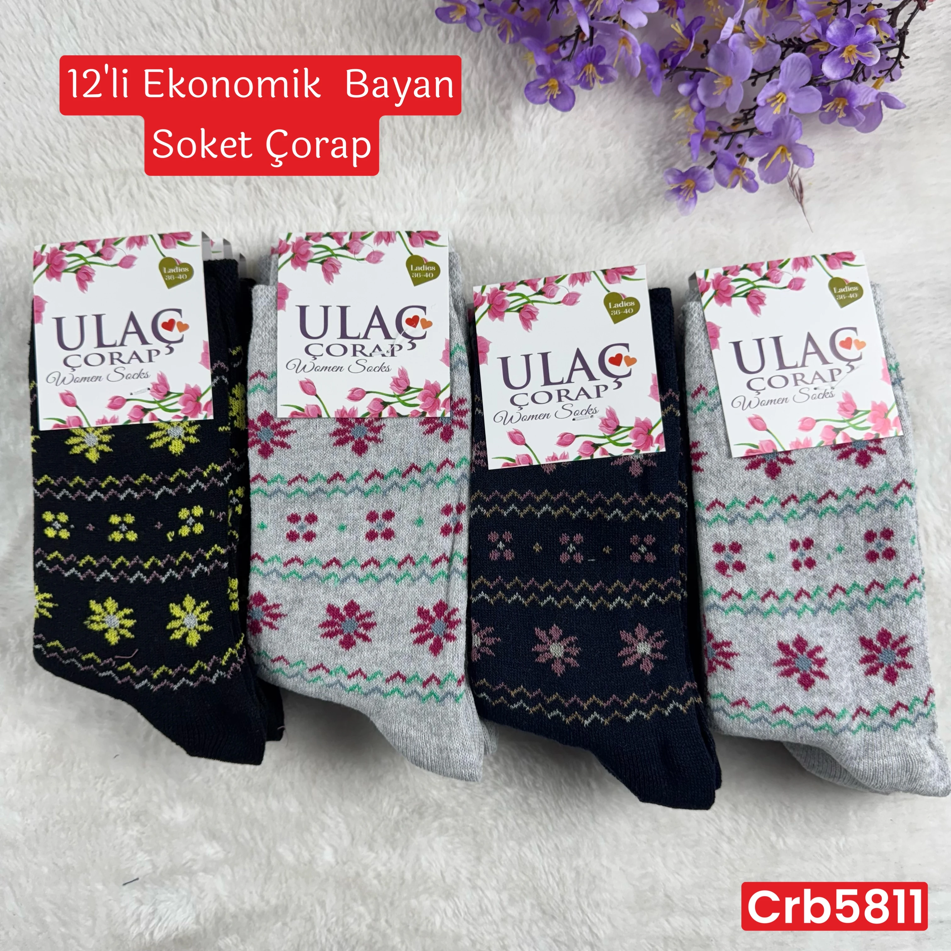 ZV-441 Ekonomik Bayan Soket Çorap 12 ADET