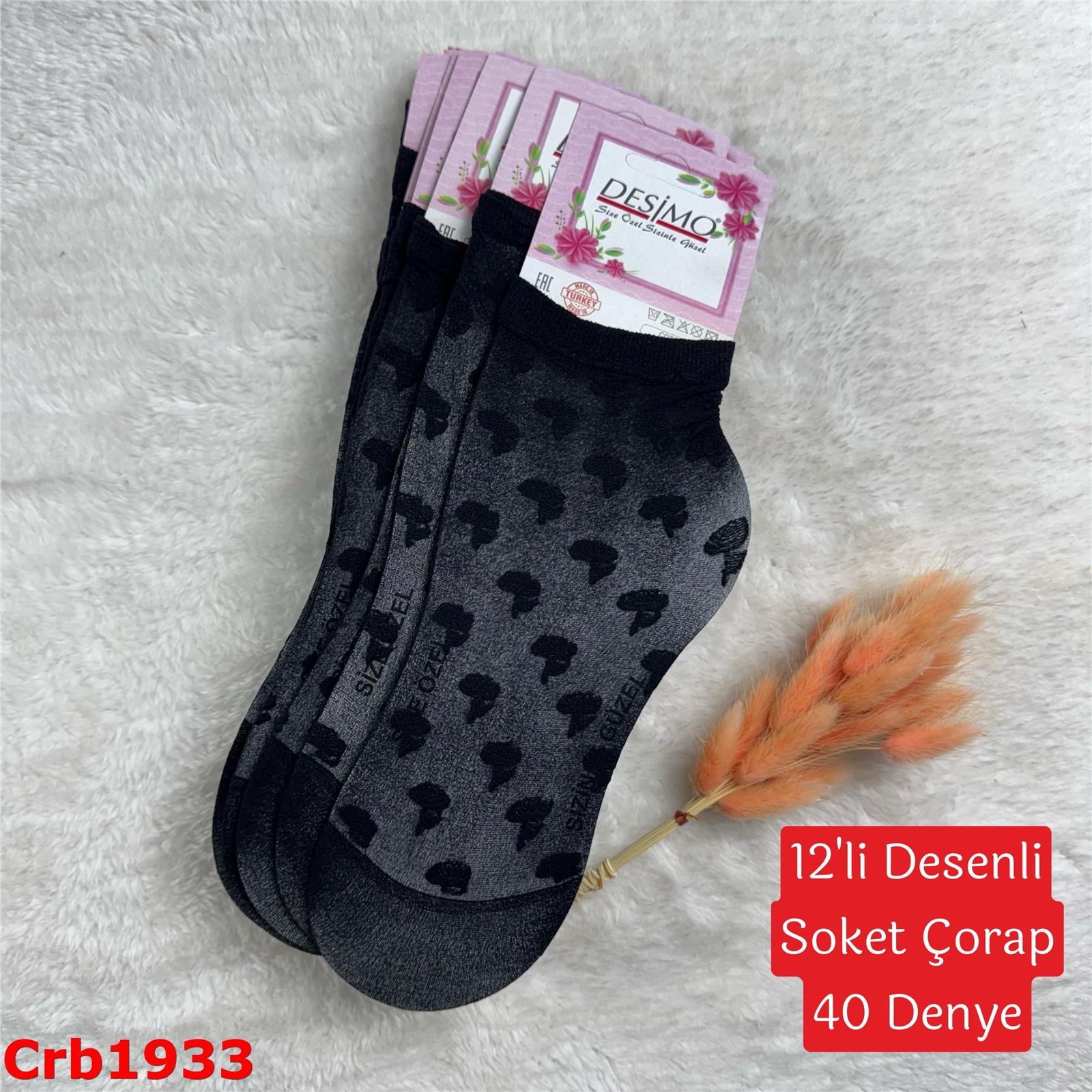 ZV-159 Desenli Soket Çorap (40 Denye) 12 ADET