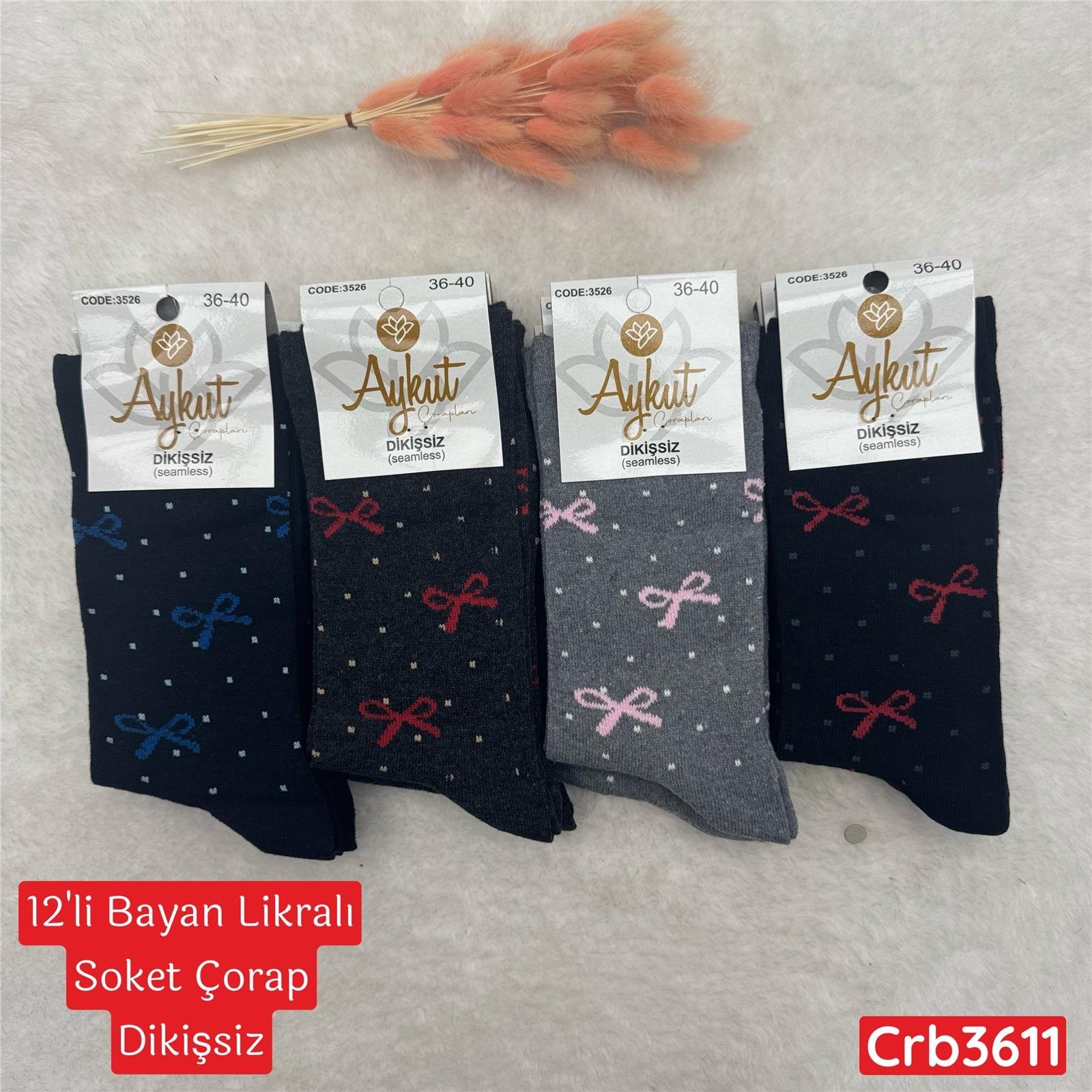 ZV-089 Bayan Likralı Soket Çorap (Dikişsiz) 12 ADET