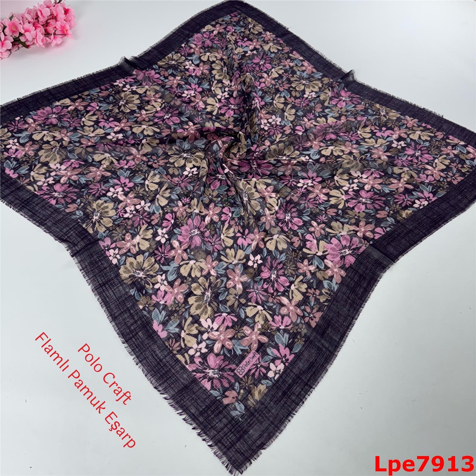 N-149 Polo Craft Flamlı Pamuk Eşarp