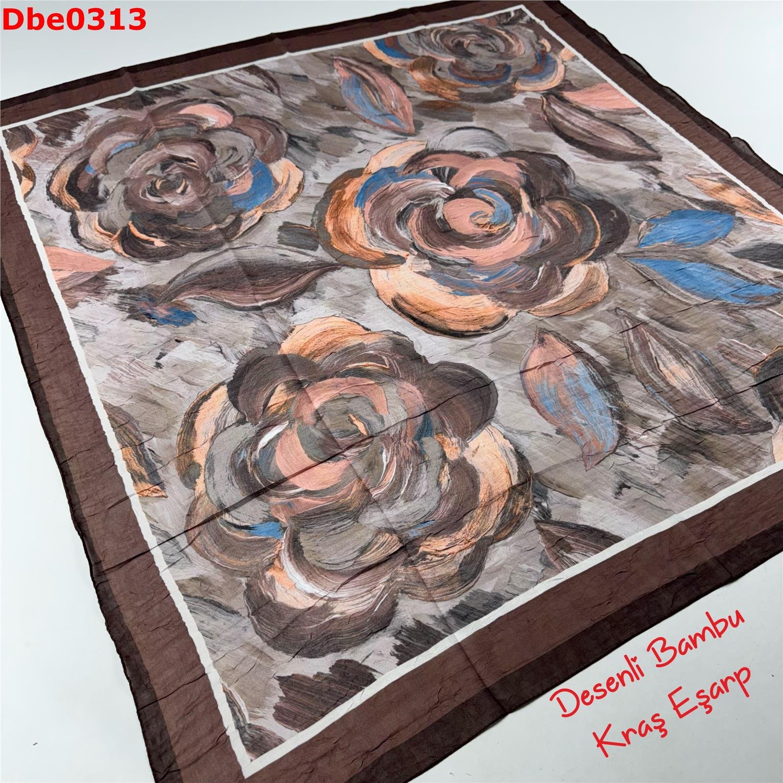 R-087 Desenli Bambu Kraş Eşarp