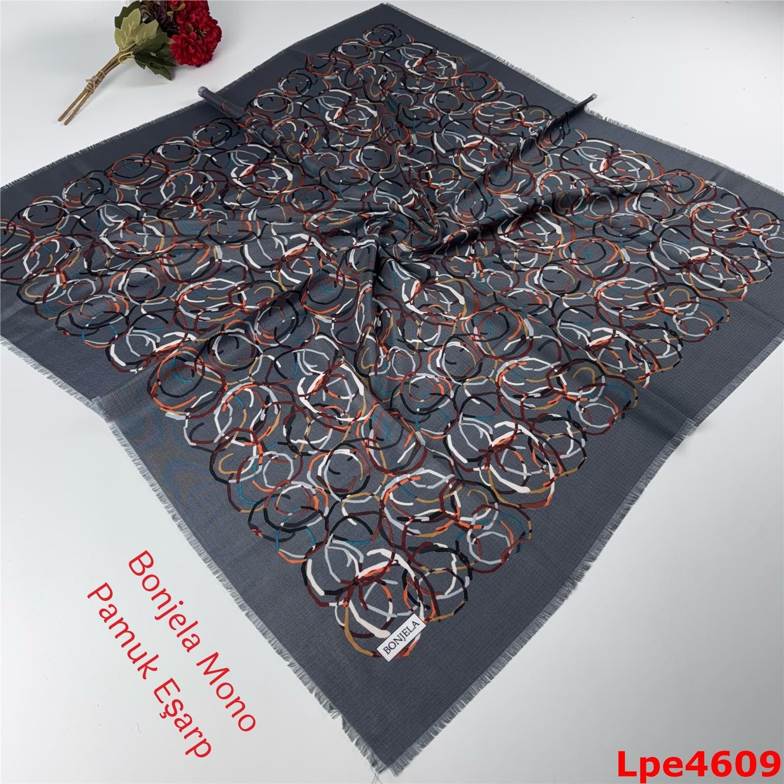 N-081 Bonjela Mono Pamuk Eşarp