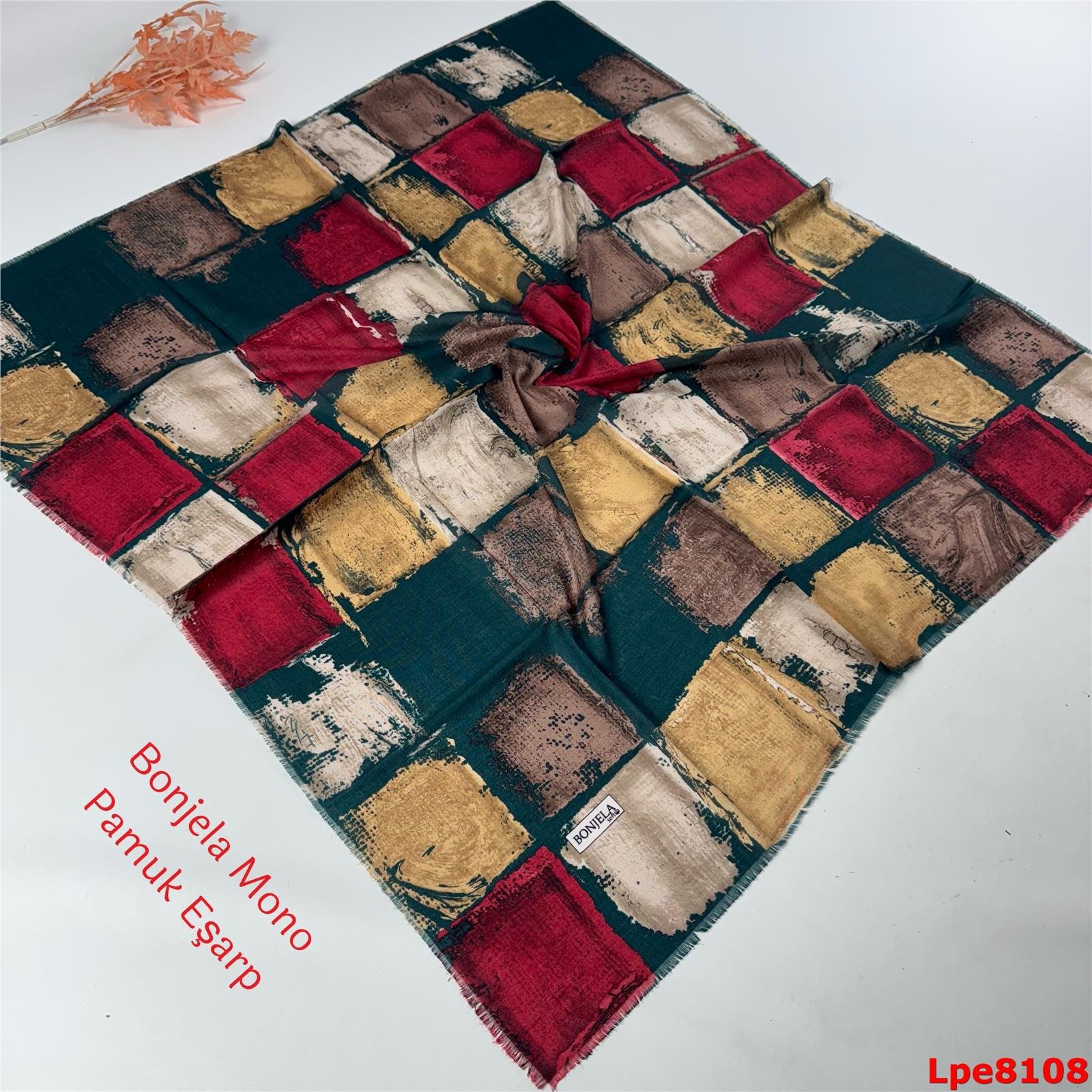 N-037 Bonjela Mono Pamuk Eşarp
