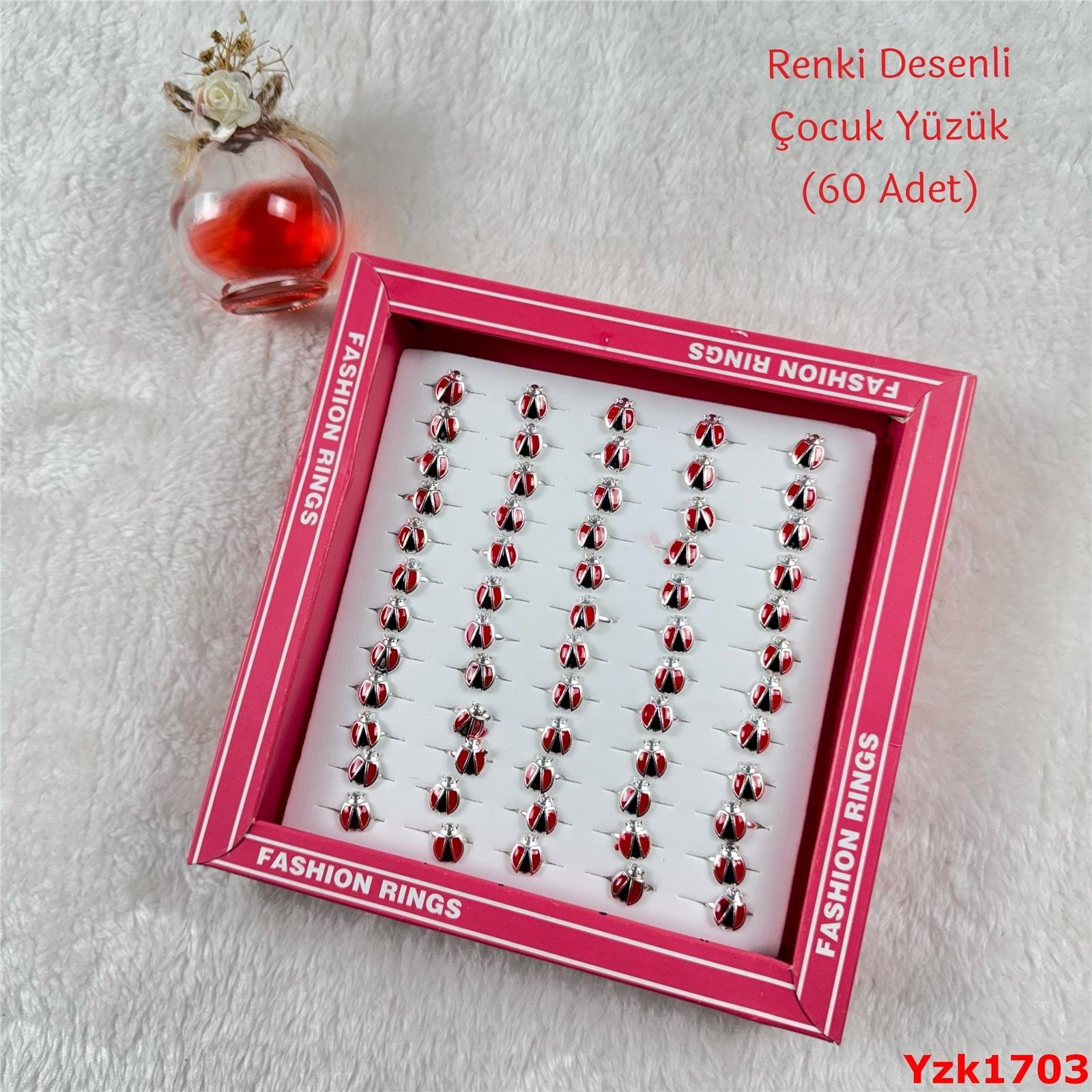 ZN-114 Renkli Desenli Çocuk Yüzük (60 Adet)