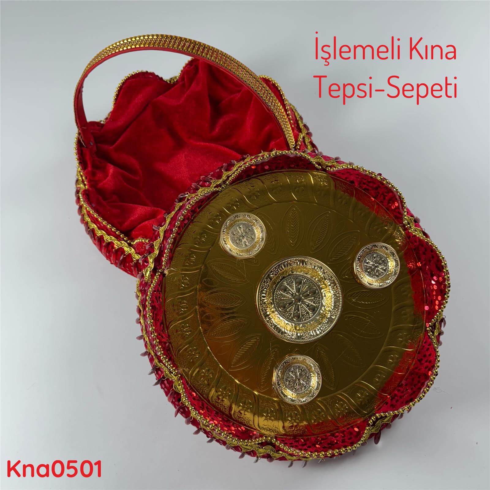 DP-069 İşlemeli Kına Tepsi&Sepeti