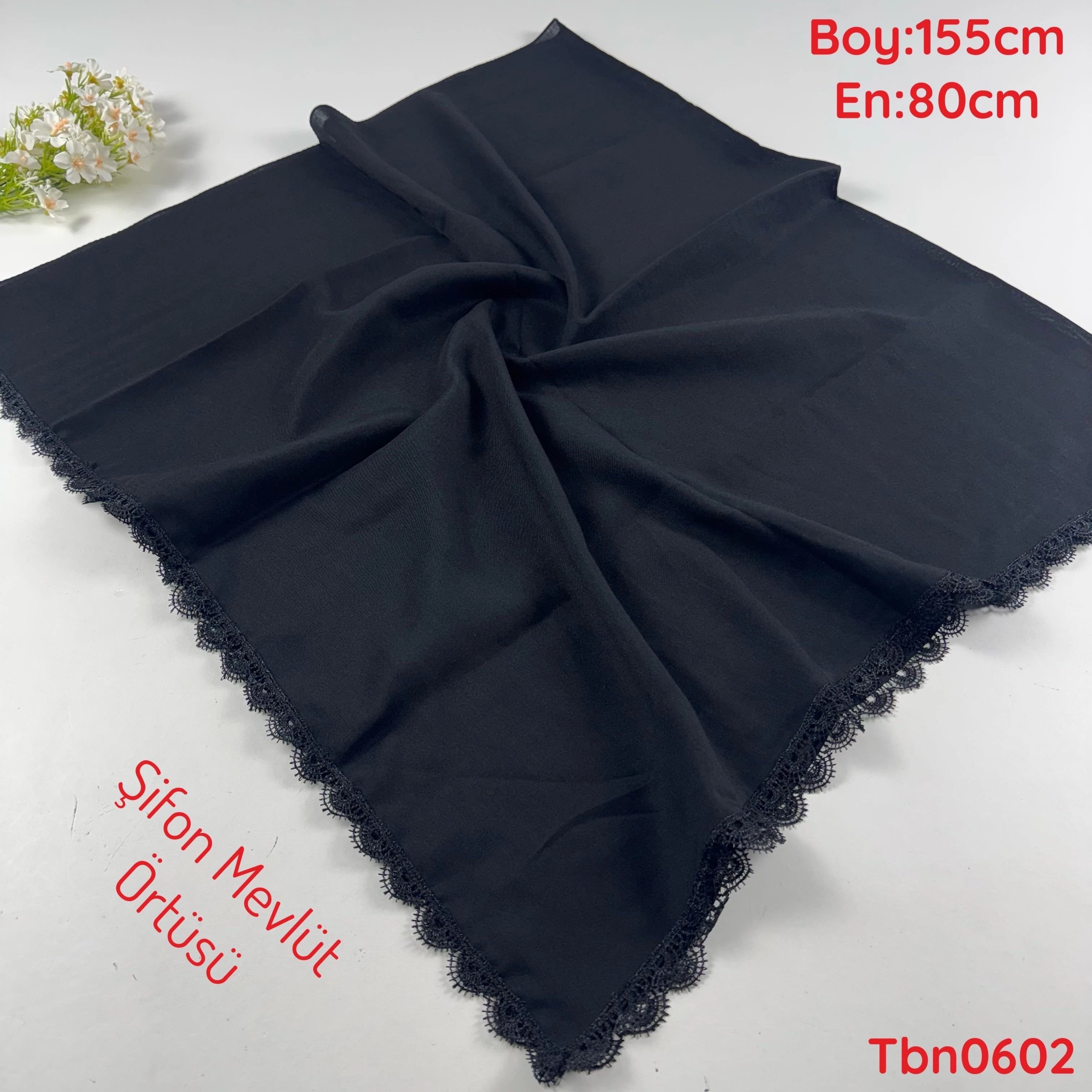 VA-027 Şifon Mevlüt Örtüsü (Siyah)