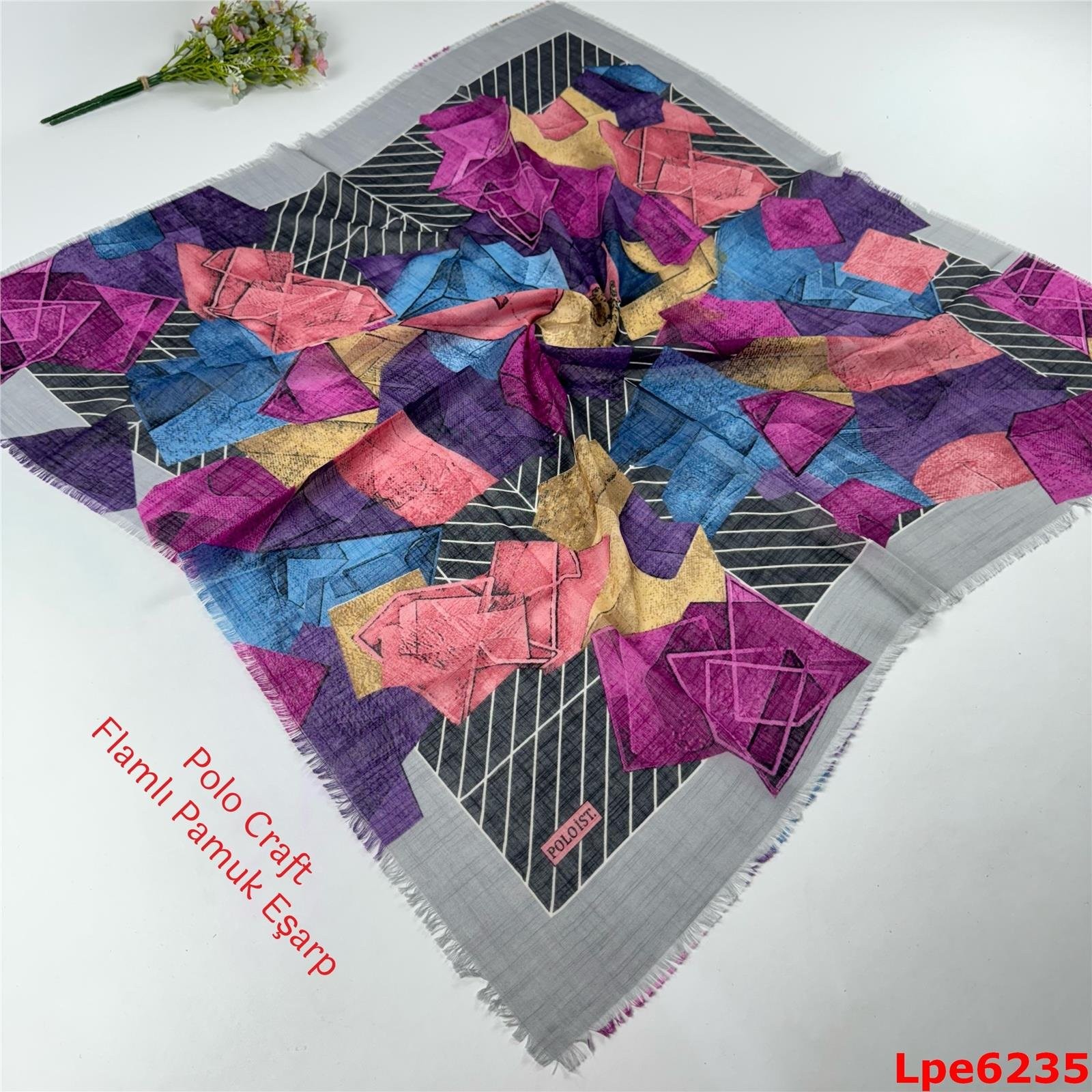 N-076 Polo Craft Flamlı Pamuk Eşarp