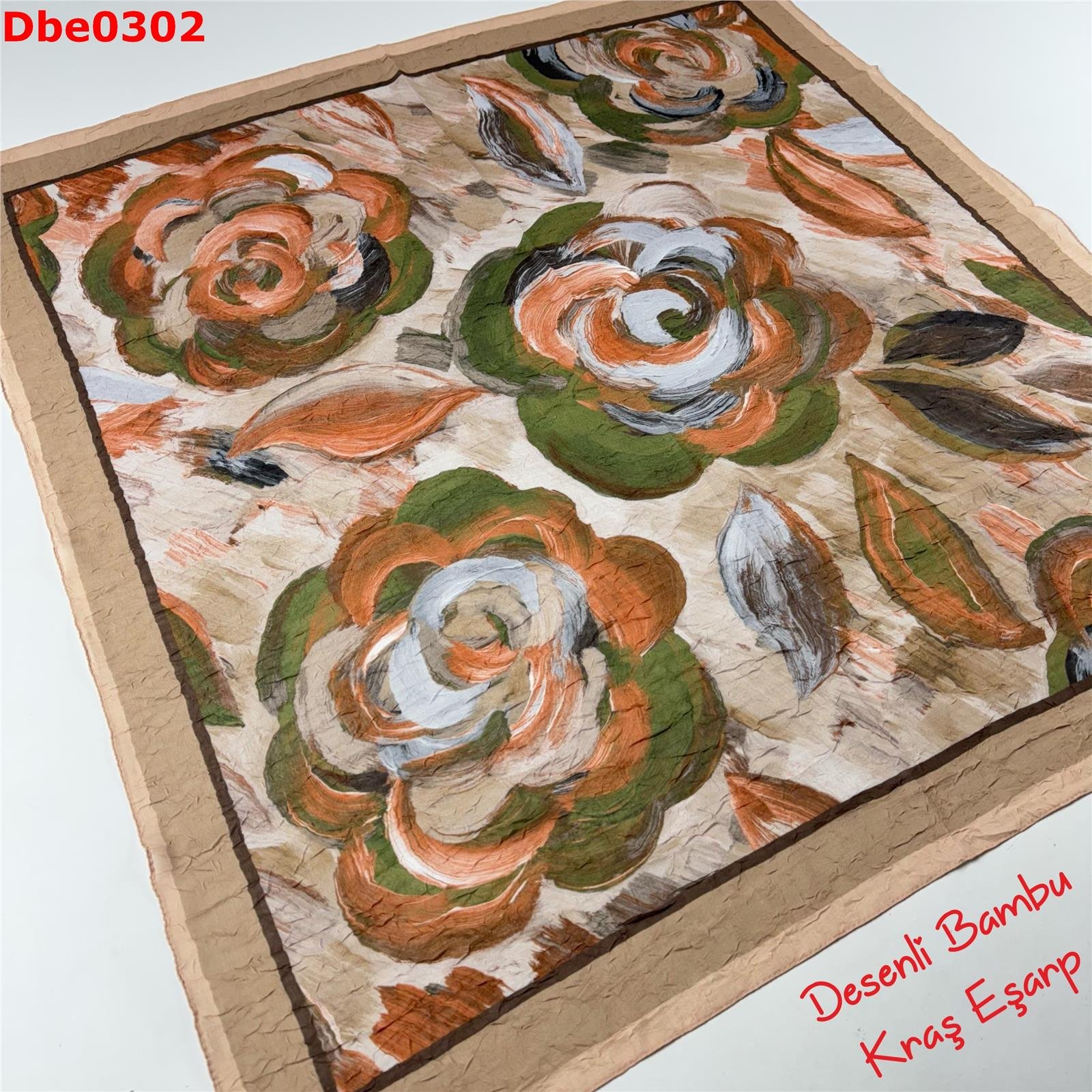 R-074 Desenli Bambu Kraş Eşarp