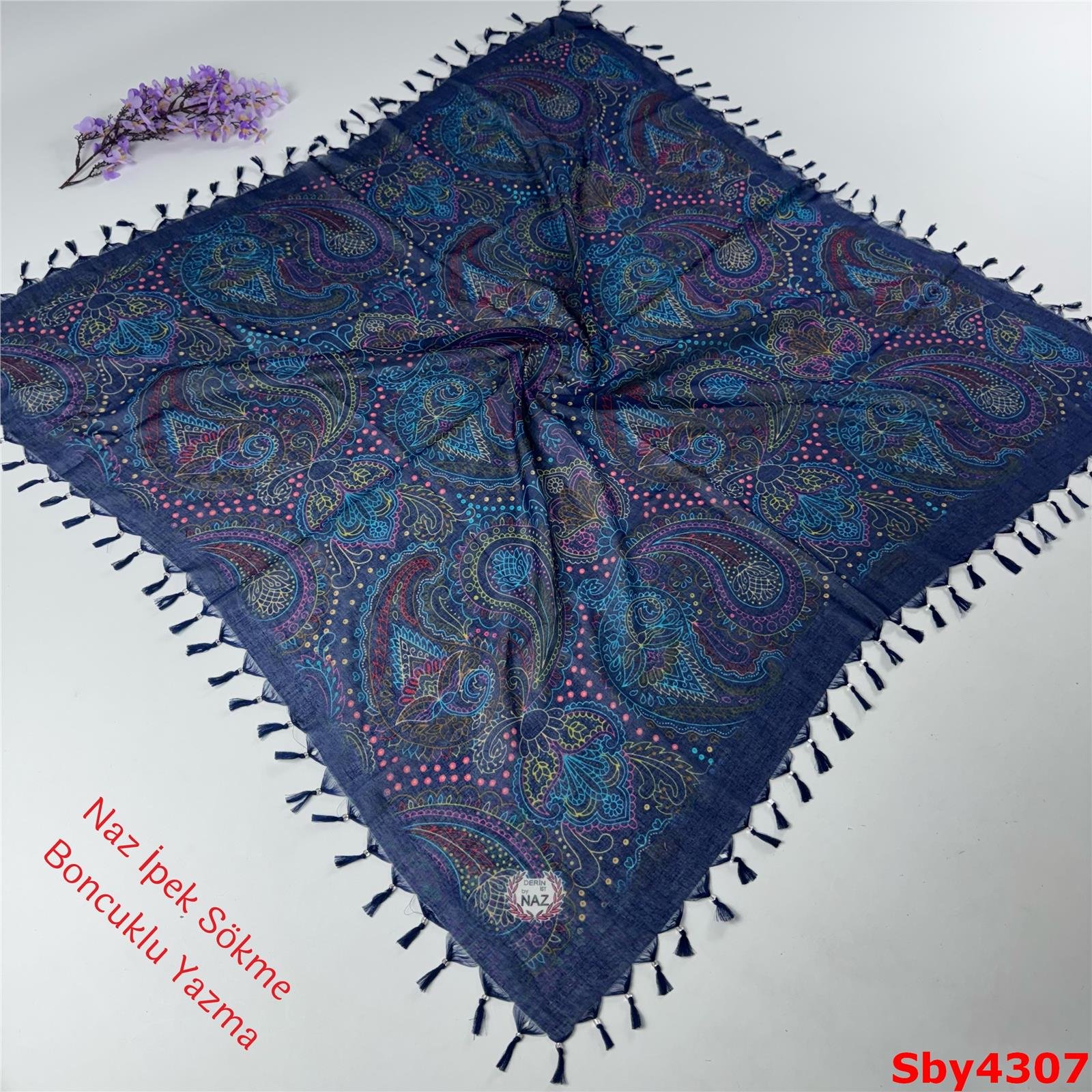 L-191 Naz İpek Sökme Boncuklu Yazma