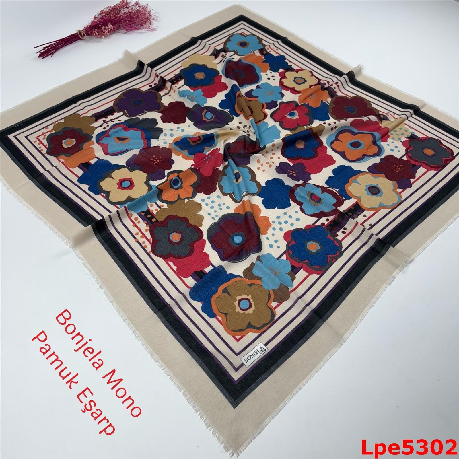 O-008 Bonjela Mono Pamuk Eşarp