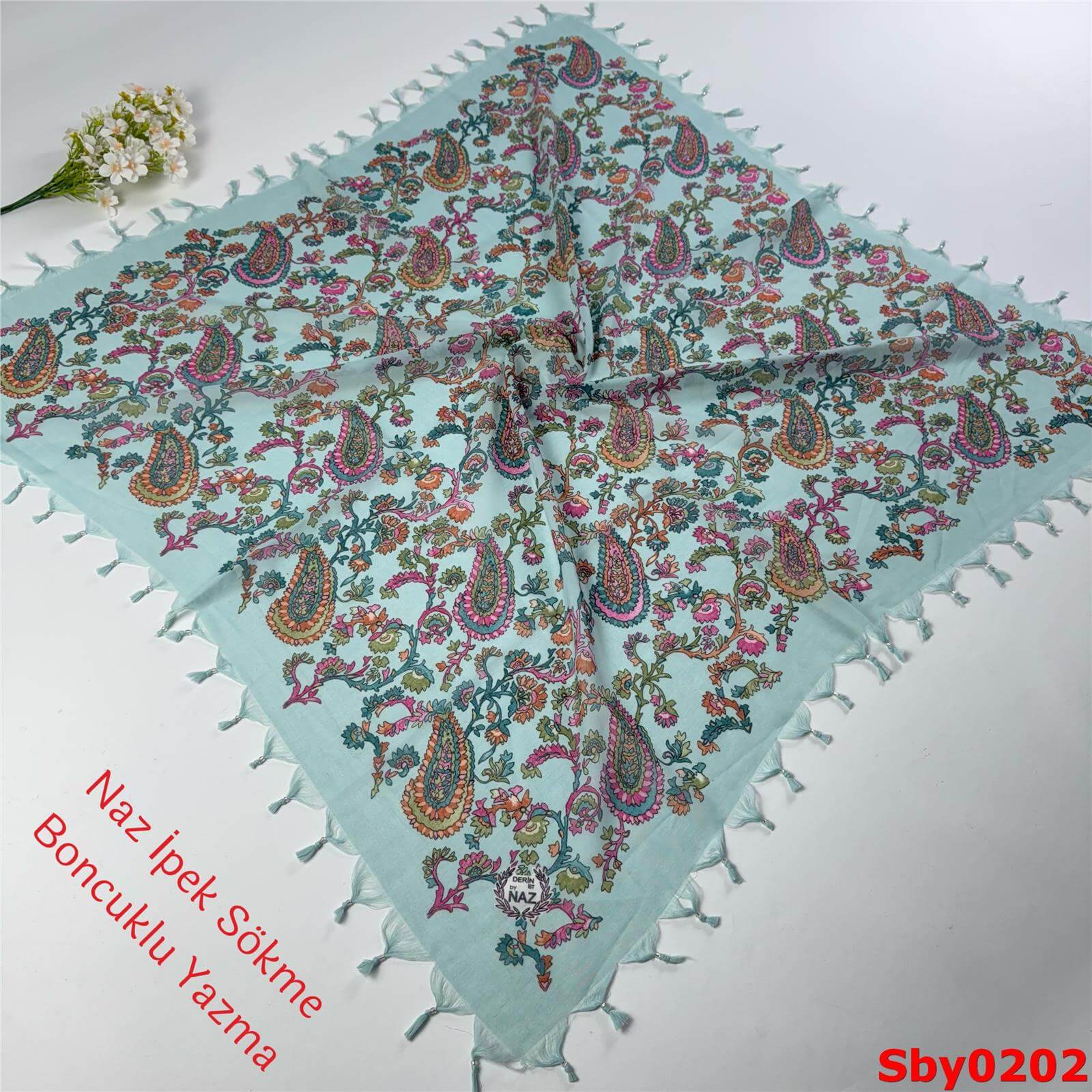 L-003 Naz İpek Sökme Boncuklu Yazma